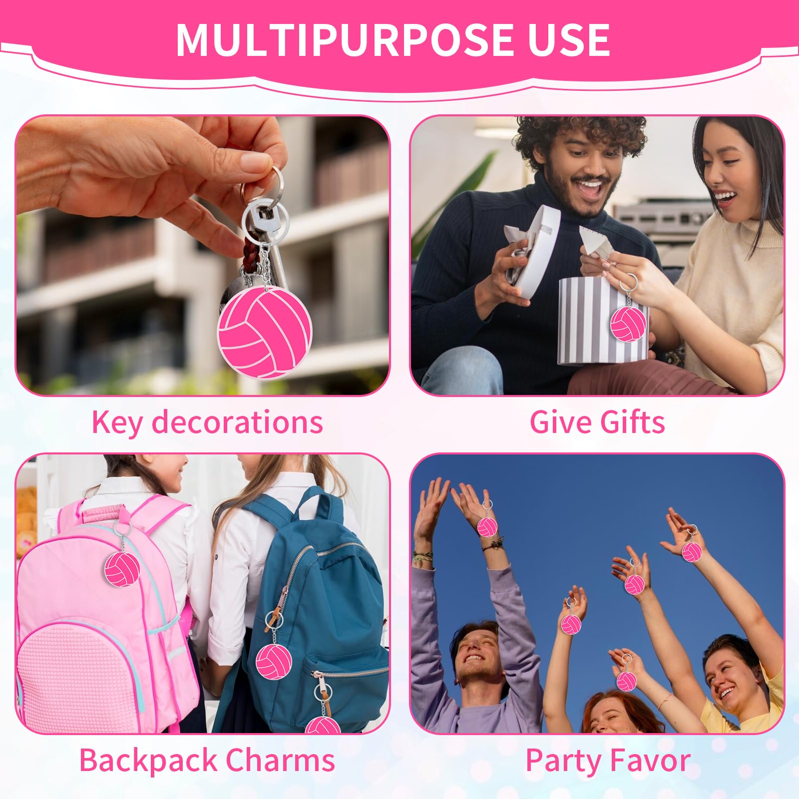 12 Pack Volleyball Keychains - Bulk Purple Volleyball Gifts for Team Players, Teen Girls & Sports Fans | Perfect for Team Gifts, Player Appreciation, Sports Events & Volleyball Enthusiasts