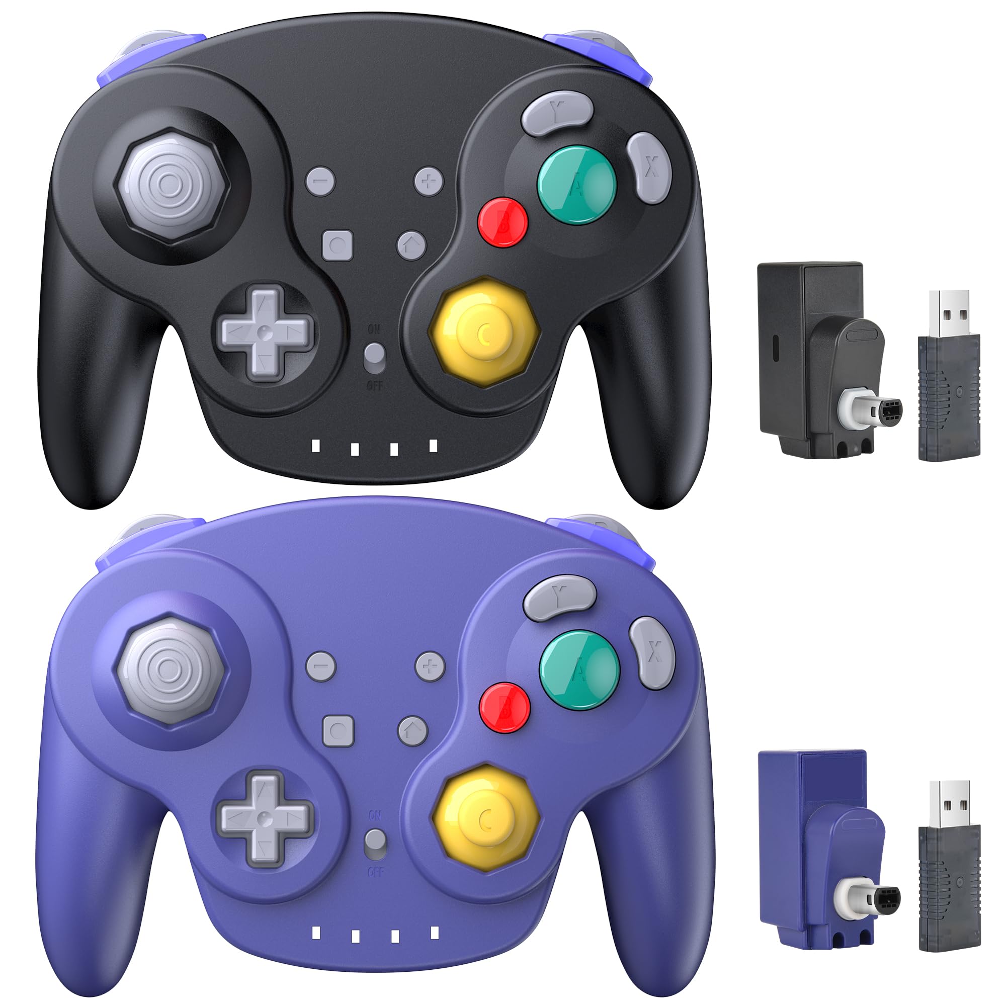 2 Pack 2.4GHz Wireless GameCube Controller for Nintendo Switch & PC - Rechargeable, Plug & Play with Vibration - Compatible with Windows, Mac, iOS, Raspberry Pi & Steam - Perfect for Super Smash Bros, Mario Kart & Retro Gaming