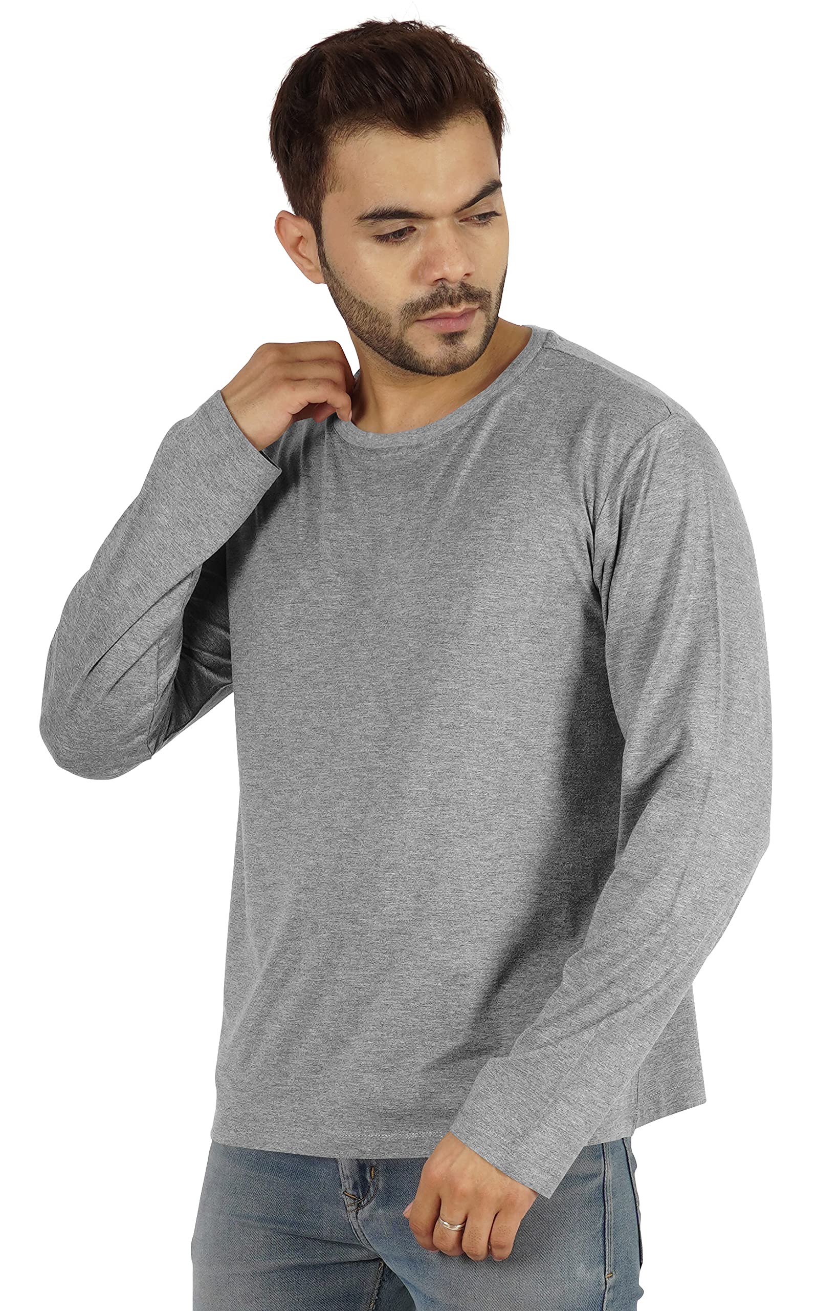 Inkmeso Men's Long Sleeve Cotton T-Shirt - Lightweight Solid Color Casual Shirt for Everyday Wear, Work & Outdoor Activities