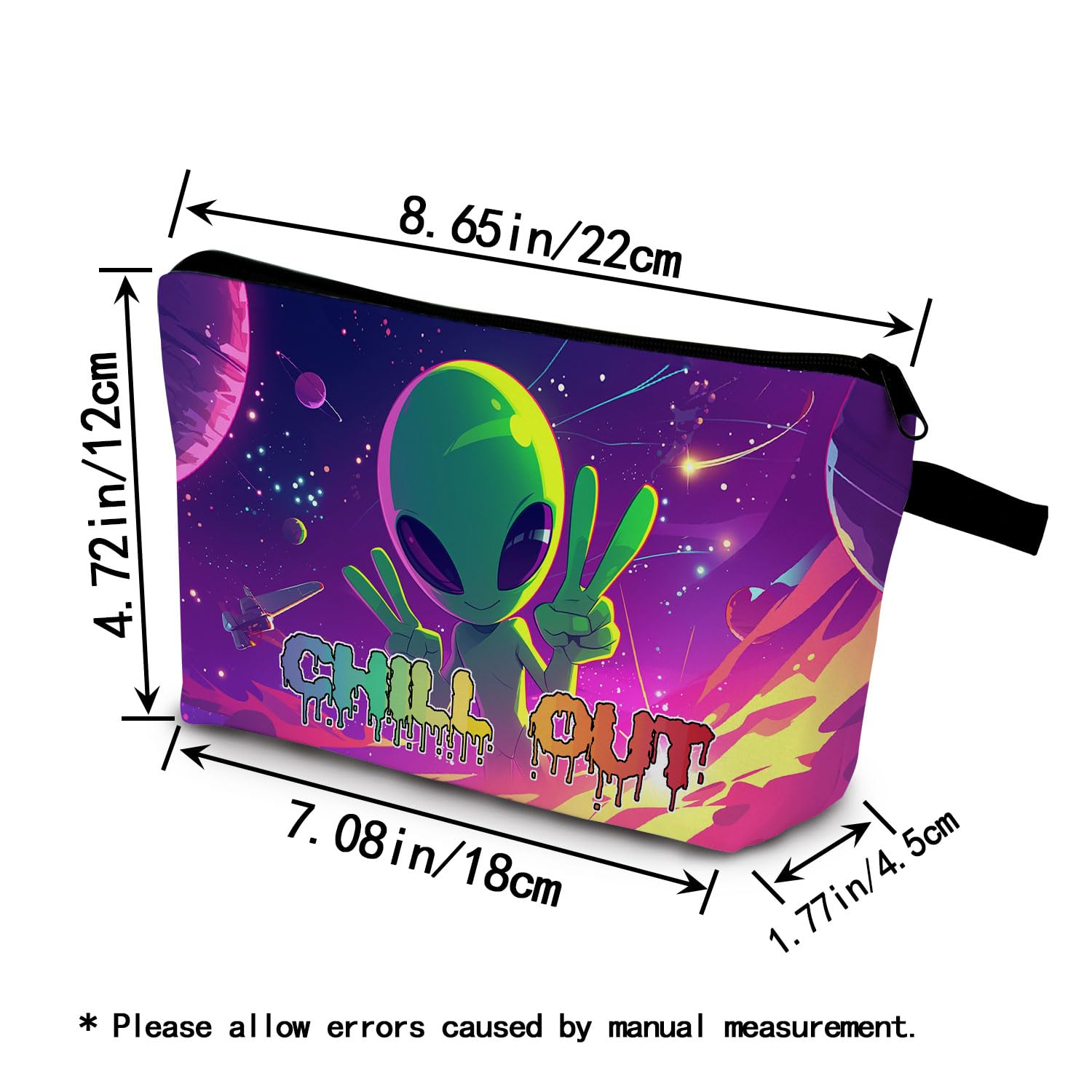 Alien Makeup Bag - Cute Zipper Cosmetic Organizer for Women, Perfect Gift for Alien Lovers & Birthday