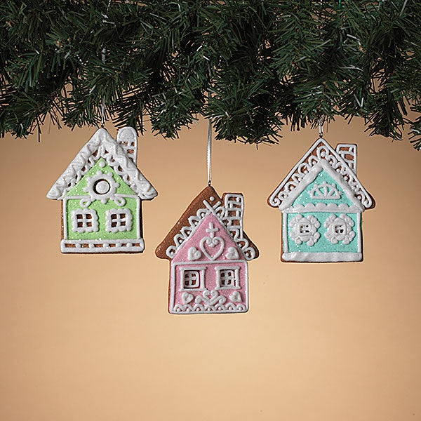 4 Pack Gingerbread House Christmas Ornaments - Festive Holiday Decor for Tree, Home, and Party Decorations