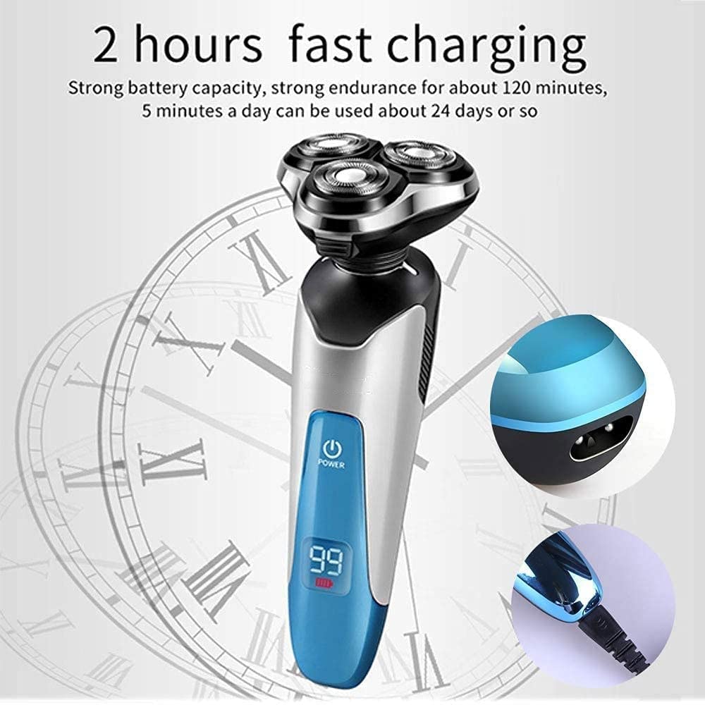 Premium Electric Razor for Men - 4-in-1 Rechargeable Rotary Shaver with Beard, Nose & Mustache Trimmer | USB Charging | Perfect for Travel, Daily Grooming & Gift Giving