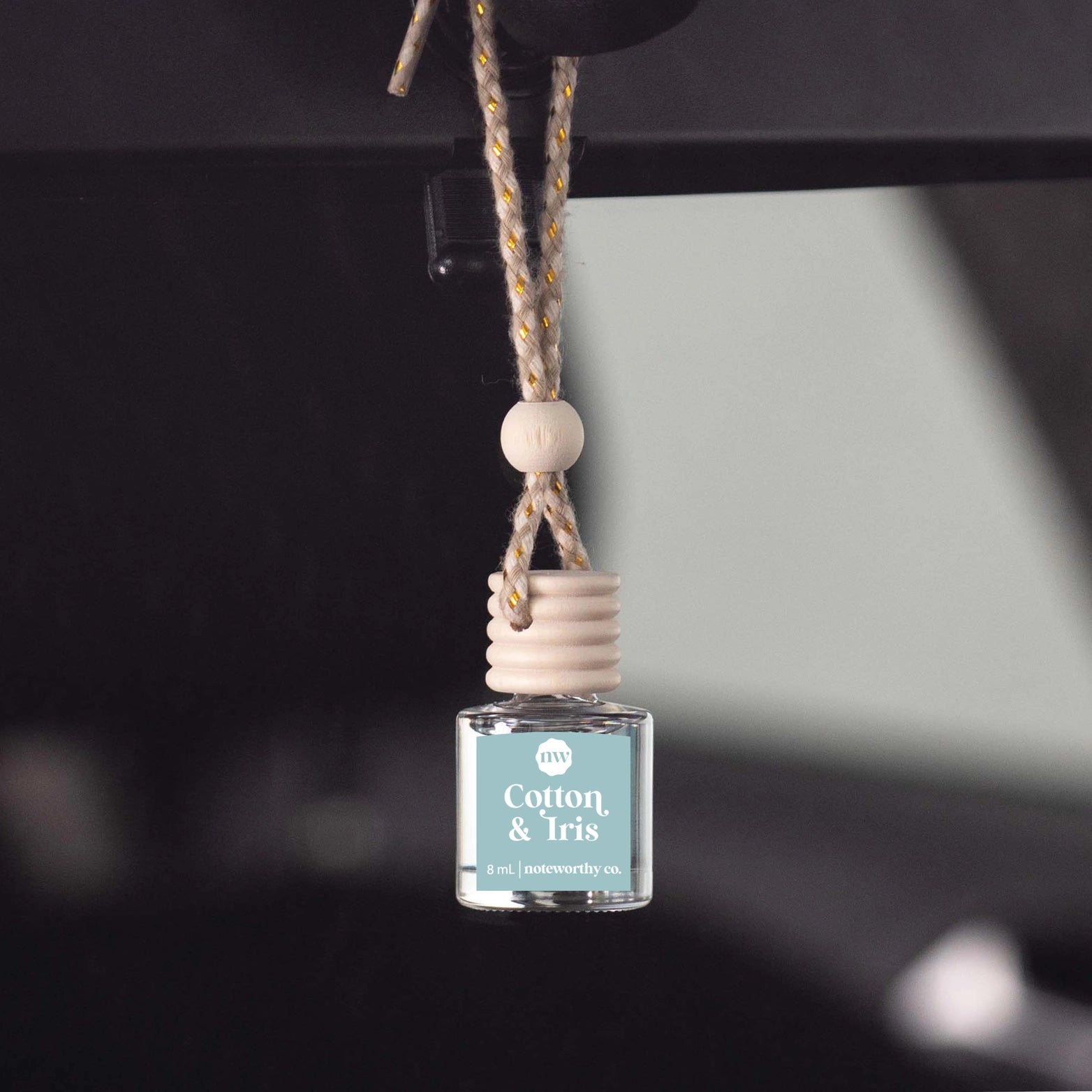 Premium Cotton & Iris Car Diffuser - Natural Essential Oil Air Freshener for Vehicles | Perfect for Road Trips, Commuting & Office Use