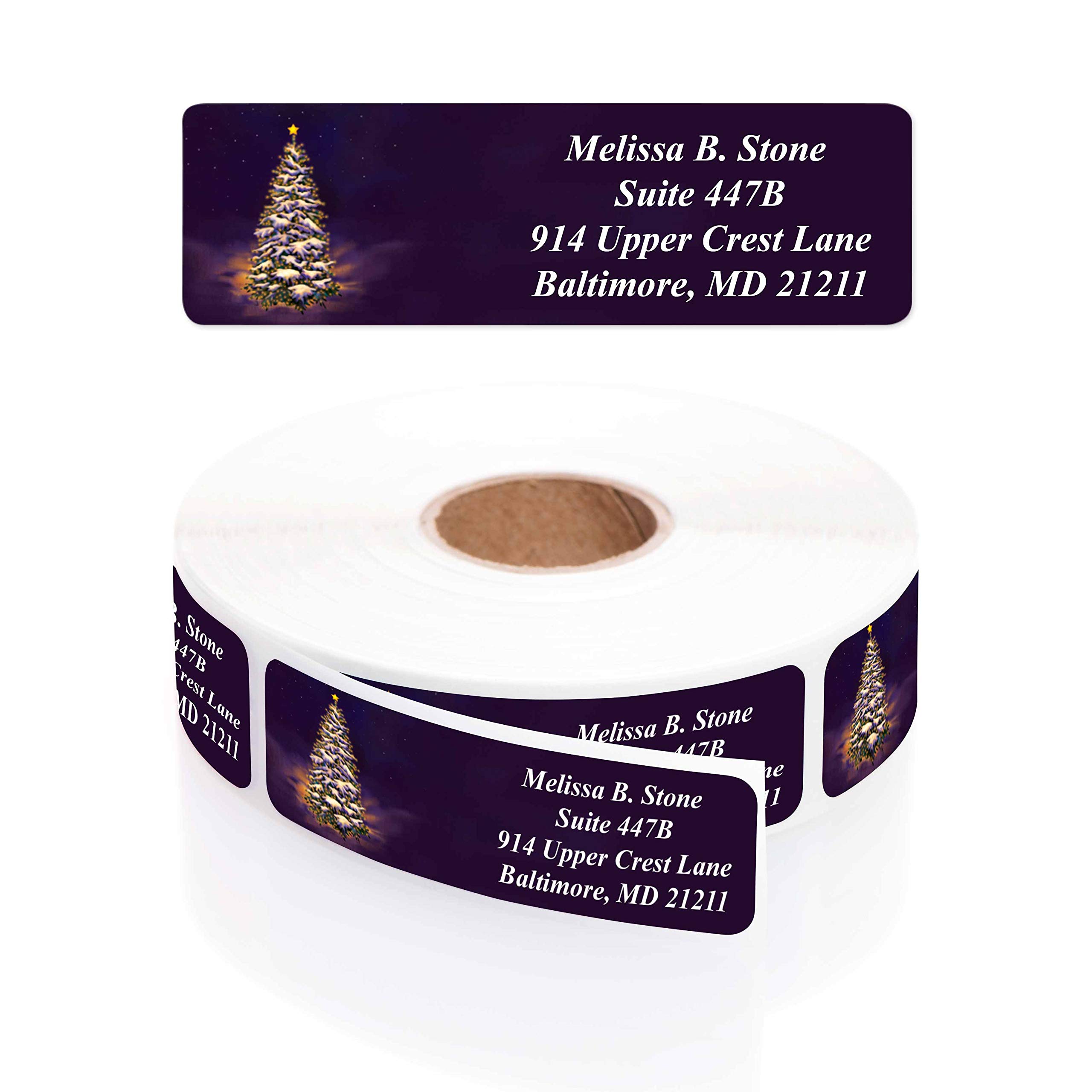 Winter Tree Rolled Address Labels with Dispenser - Perfect for Holiday Mail