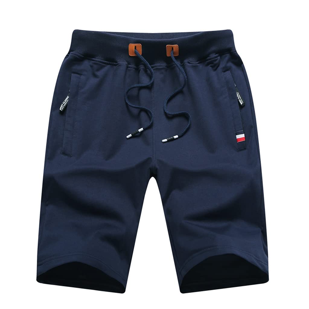 JJSPP Men's Summer Cotton Shorts - Breathable Casual Boardshorts for Outdoor & Beach Activities - Blue, Size XXXL