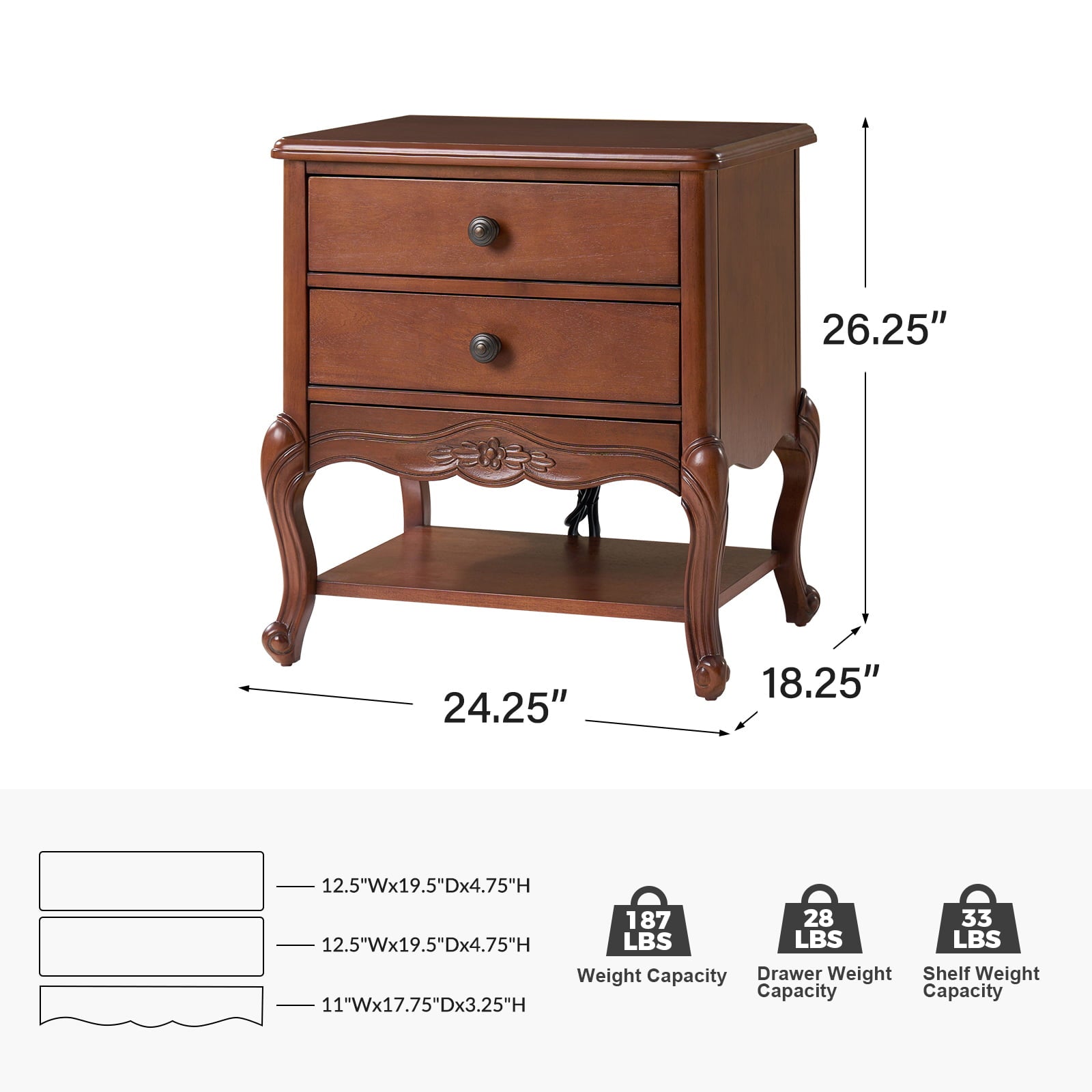 Nina Modern Nightstand with Hidden Drawer - Fully Assembled Bedside Table for Bedroom, Living Room & Office - Traditional Exquisite Design (Optional Types Available)