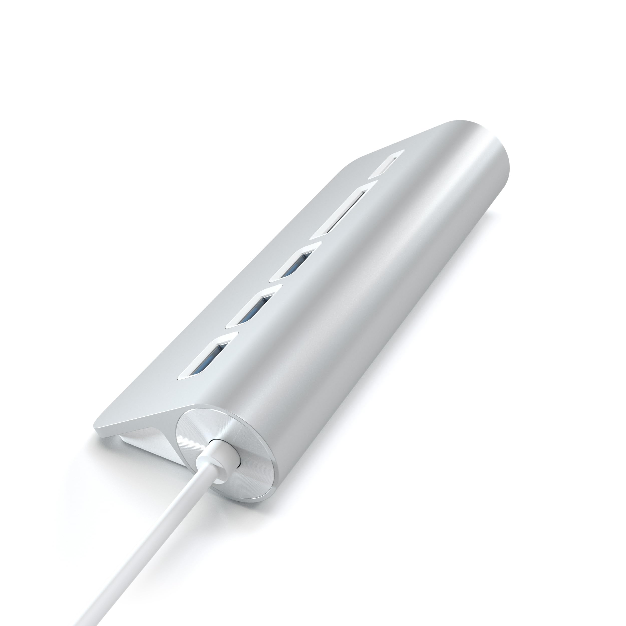 Satechi Aluminum USB 3.0 Hub & Card Reader with 4 Ports - Compatible with MacBook Pro/Air, iMac, Surface Pro, Dell XPS, Windows PC - High Speed Data Transfer for Photos, Videos, Files (Silver) | Perfect for Home Office, Travel & Digital Nomads