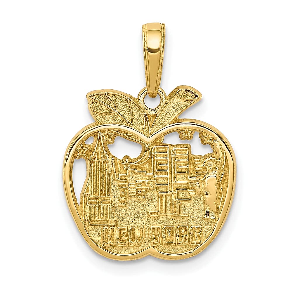 14K Yellow Gold New York City Skyline Apple Pendant Necklace - Travel Inspired Charm Jewelry for Women - Perfect Gift for Her - Ideal for NYC Lovers, Travel Enthusiasts & Special Occasions
