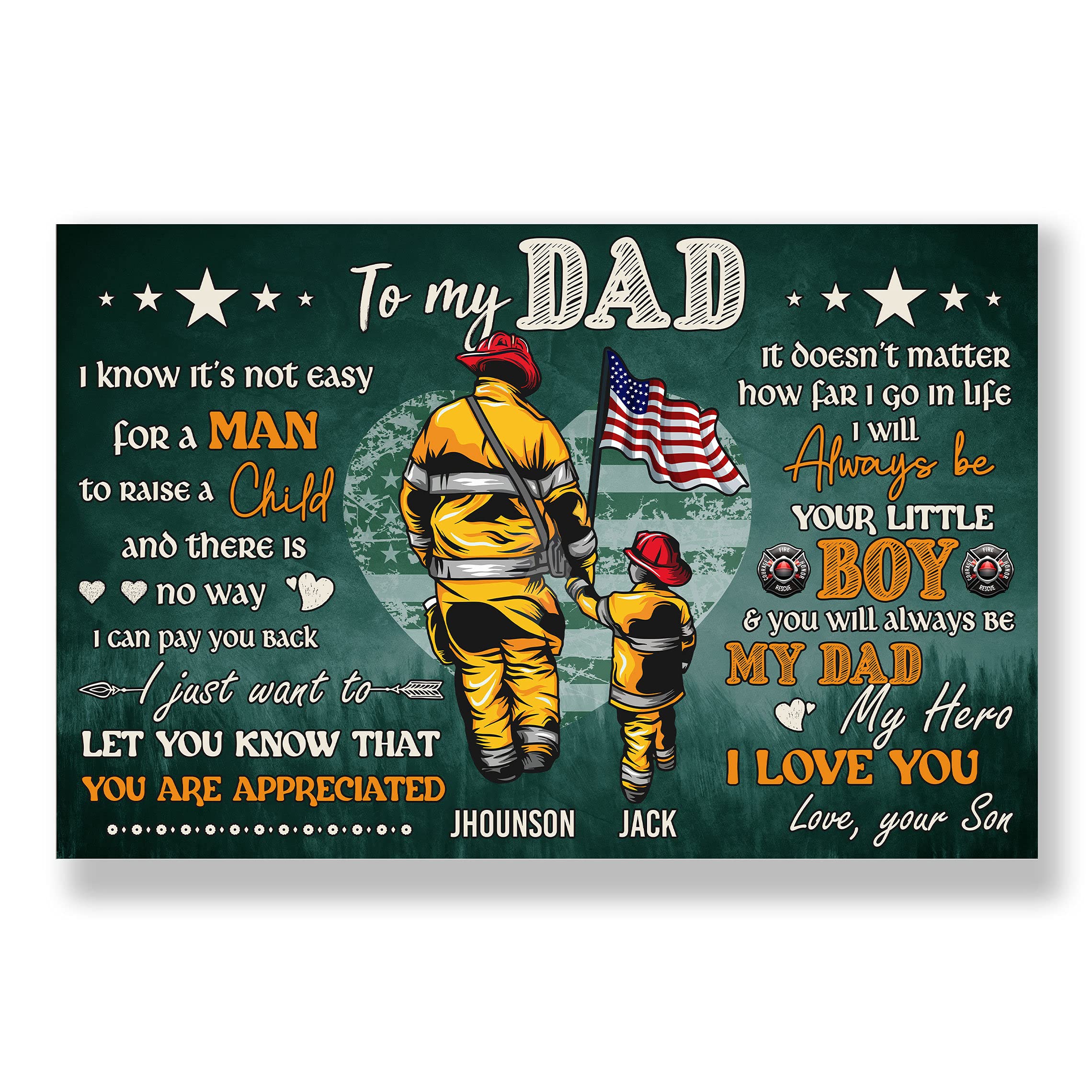 500-Piece Jigsaw Puzzle - Father and Son Firefighters with USA Flag - Hero Dad Fireman Puzzle for Adults & Kids - Educational Toy Game for Father's Day, Independence Day - Perfect Gift for Family Bonding & Brain Development