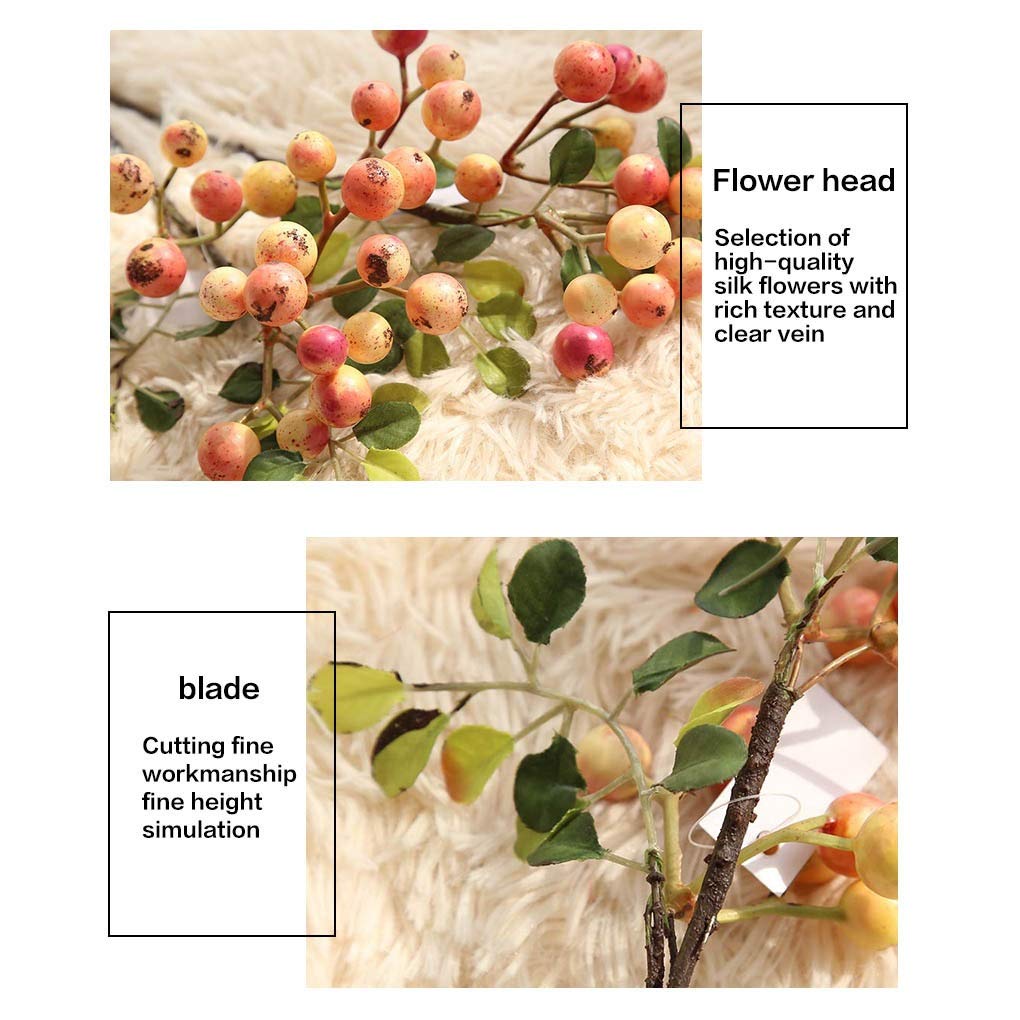 3Pcs Artificial Berry Branches - Realistic Fake Berry Plants for Home, Office, Wedding & Party Decor - Perfect for Table Centerpieces, Shelf Displays and Seasonal Home Styling