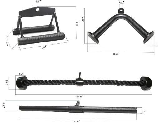 HulkFit Cable Machine Attachments Set - Durable Gym Cable Accessories for Strength Training - Perfect for Home & Commercial Gym Workouts