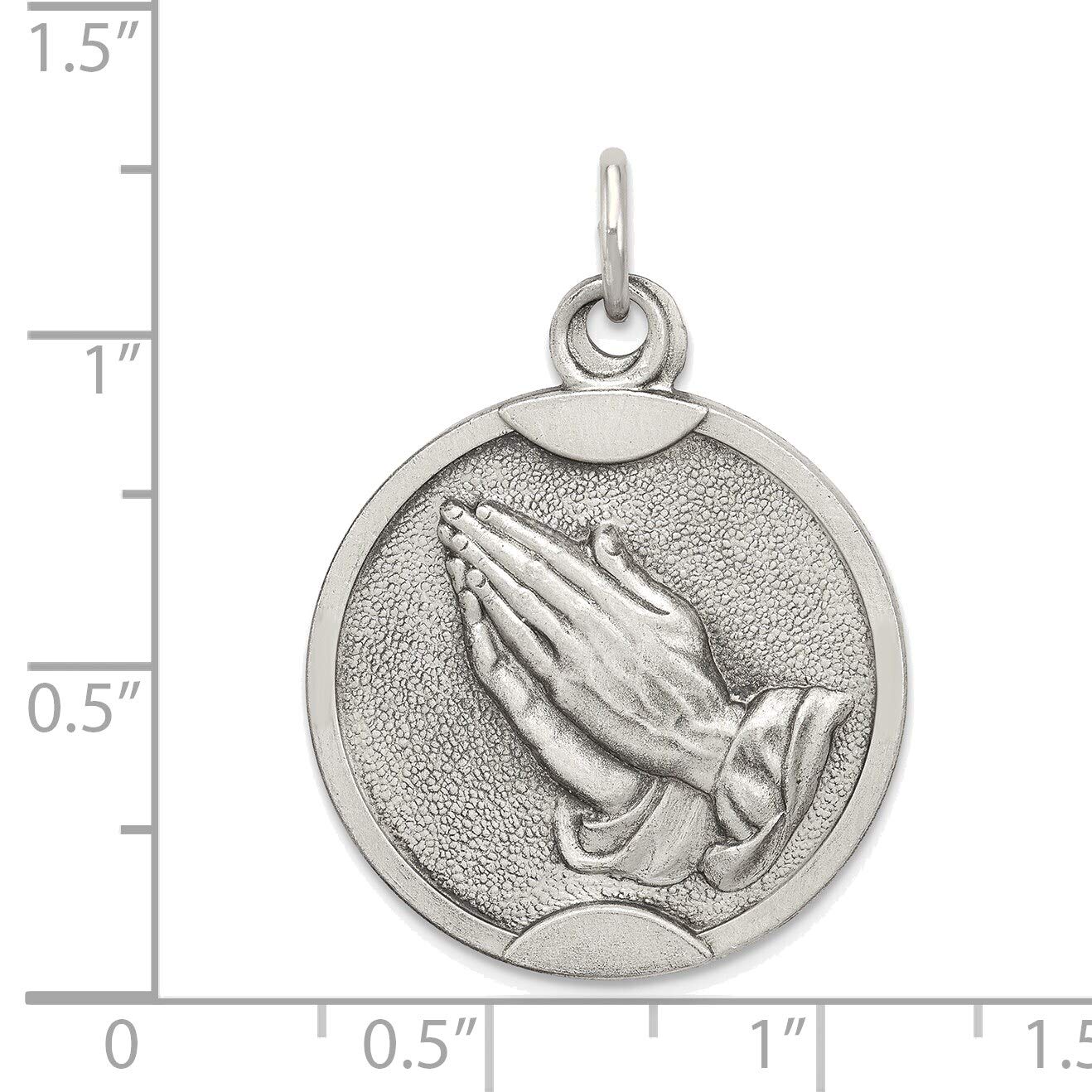 Bonyak Jewelry Solid Sterling Silver Antiqued Praying Hands Medal Pendant - Religious Necklace for Women & Men - Perfect for Church, Prayer, and Spiritual Gifts