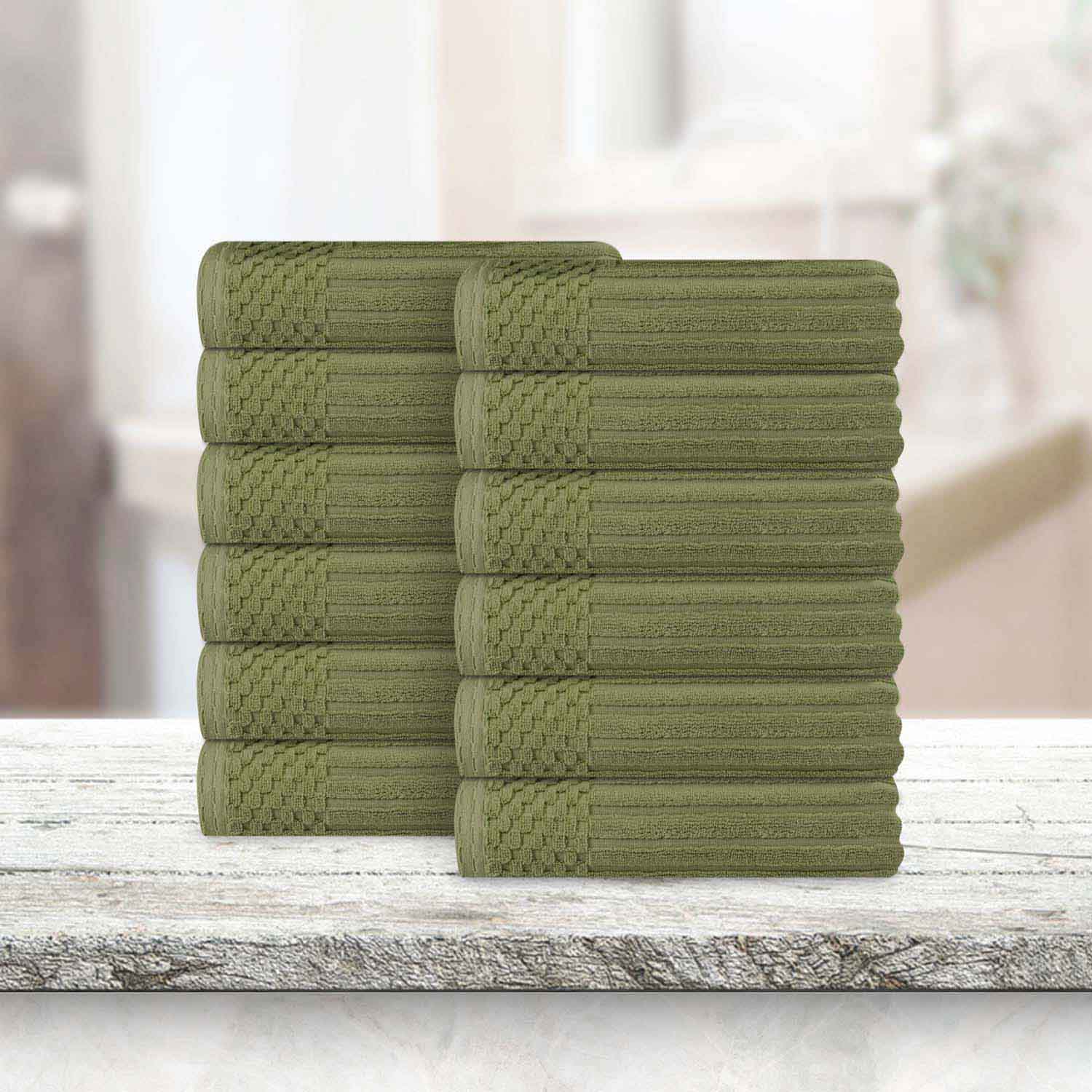 Premium Soho Ribbed Textured Cotton Face Towels - Ultra Absorbent & Soft (12-Pack) - Perfect for Spa, Gym, Travel & Daily Skincare Routine