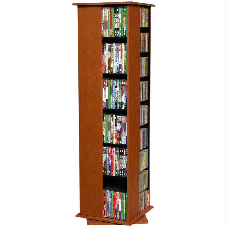 Revolving Media Tower - 360° Rotating TV Stand with Storage Shelves for Living Room, Bedroom & Home Theater