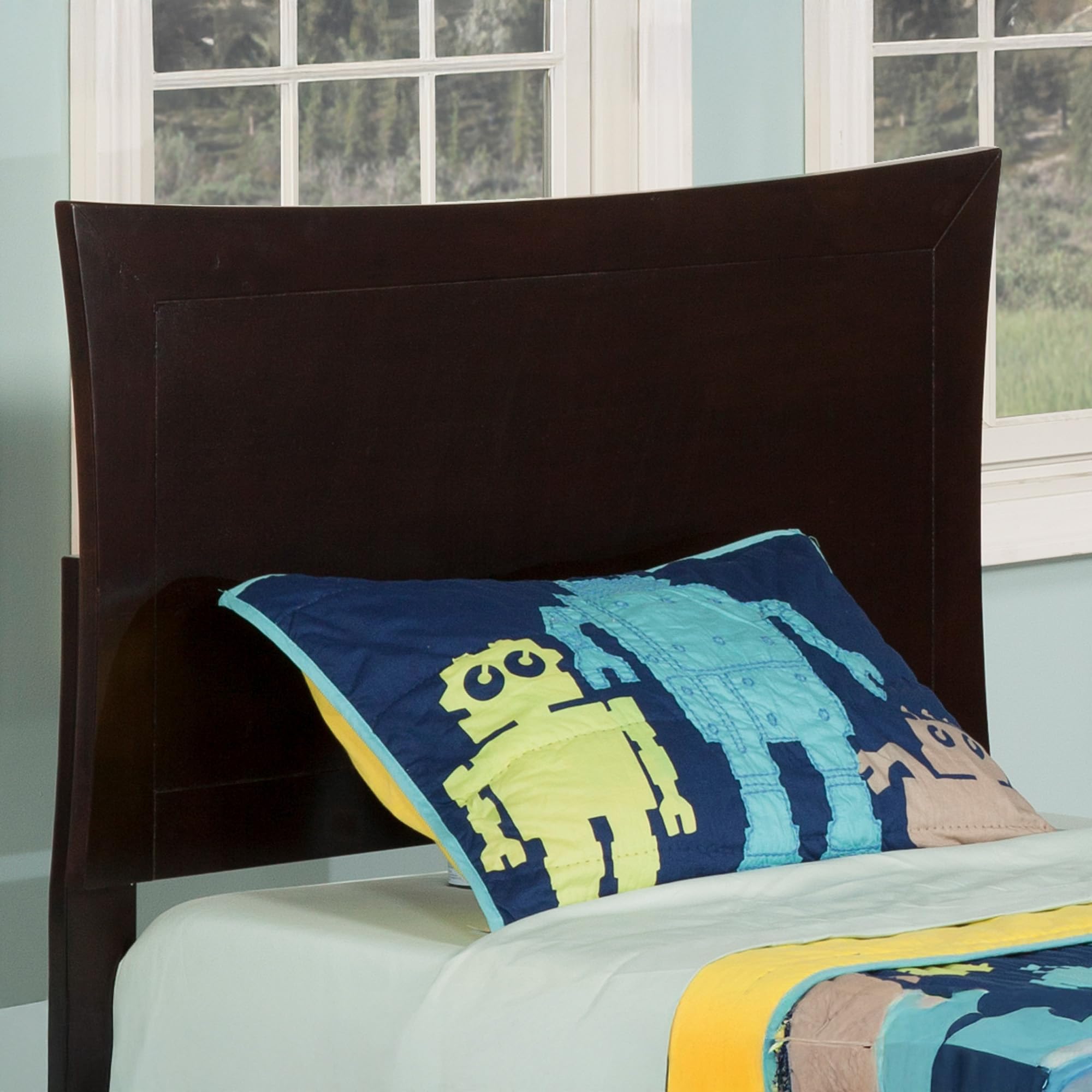 AFI Metro Twin Size Headboard with USB Charging Ports - Modern Espresso Finish Bed Frame Headboard for Small Spaces, Dorms & Guest Rooms