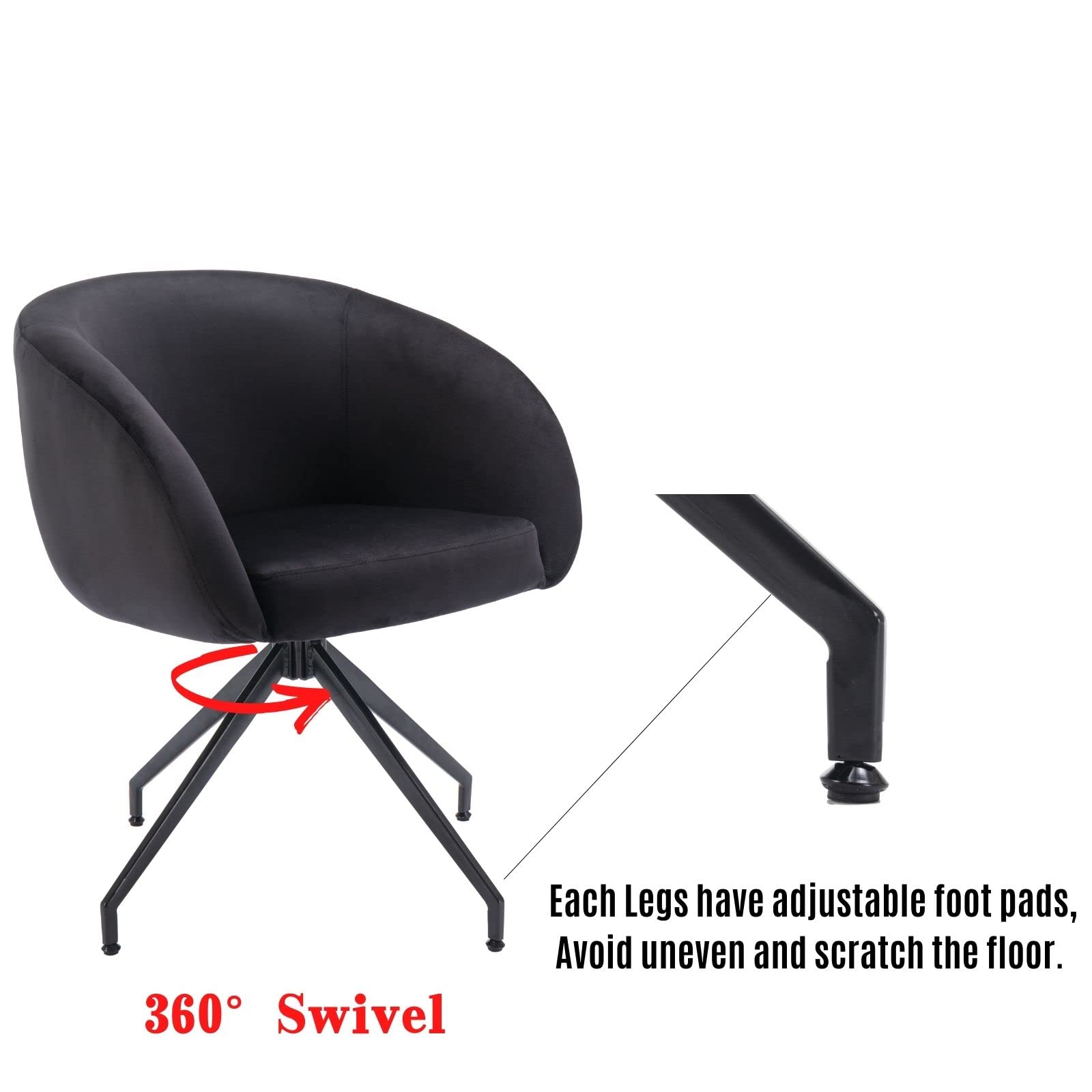 LukeAlon Modern Velvet Swivel Black Boucle Chair - 20