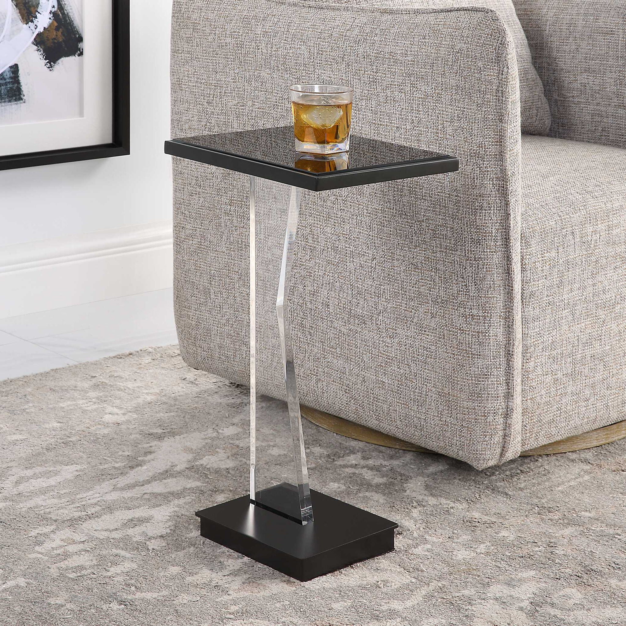 Modern Black Angle Accent Table - Stylish Side Table for Living Room, Bedroom, or Office Decor