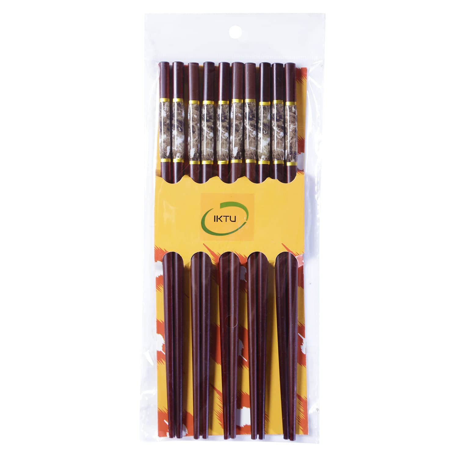 5 Pairs Reusable Bamboo Chopsticks Set - Natural Japanese Style Chopsticks with Case for Sushi, Noodles & Asian Cuisine | Lightweight & Eco-Friendly Utensils for Home Dining, Restaurants & Gifts (Marble Design)