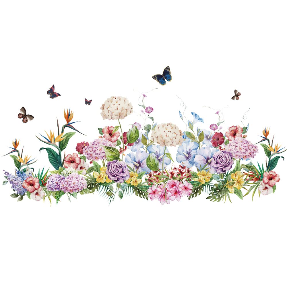 DIY Removable Hydrangea Flower Wall Stickers - Colorful PVC Floral Decals for Home Decor, Kids Bedroom, Nursery, Classroom & Office - Perfect for TV Background, Sofa Wall & Home Decoration (Set A)