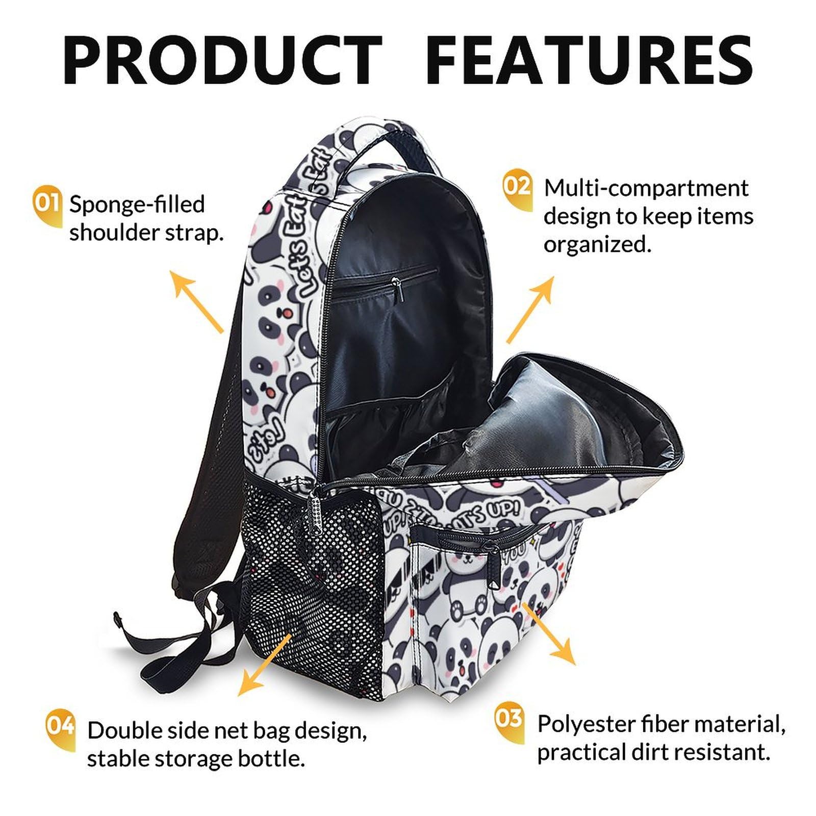 Cute Panda Backpack for Girls - Lightweight 17 Inch School Bookbag for Kids & Teens - Perfect for School, Travel, and Everyday Use
