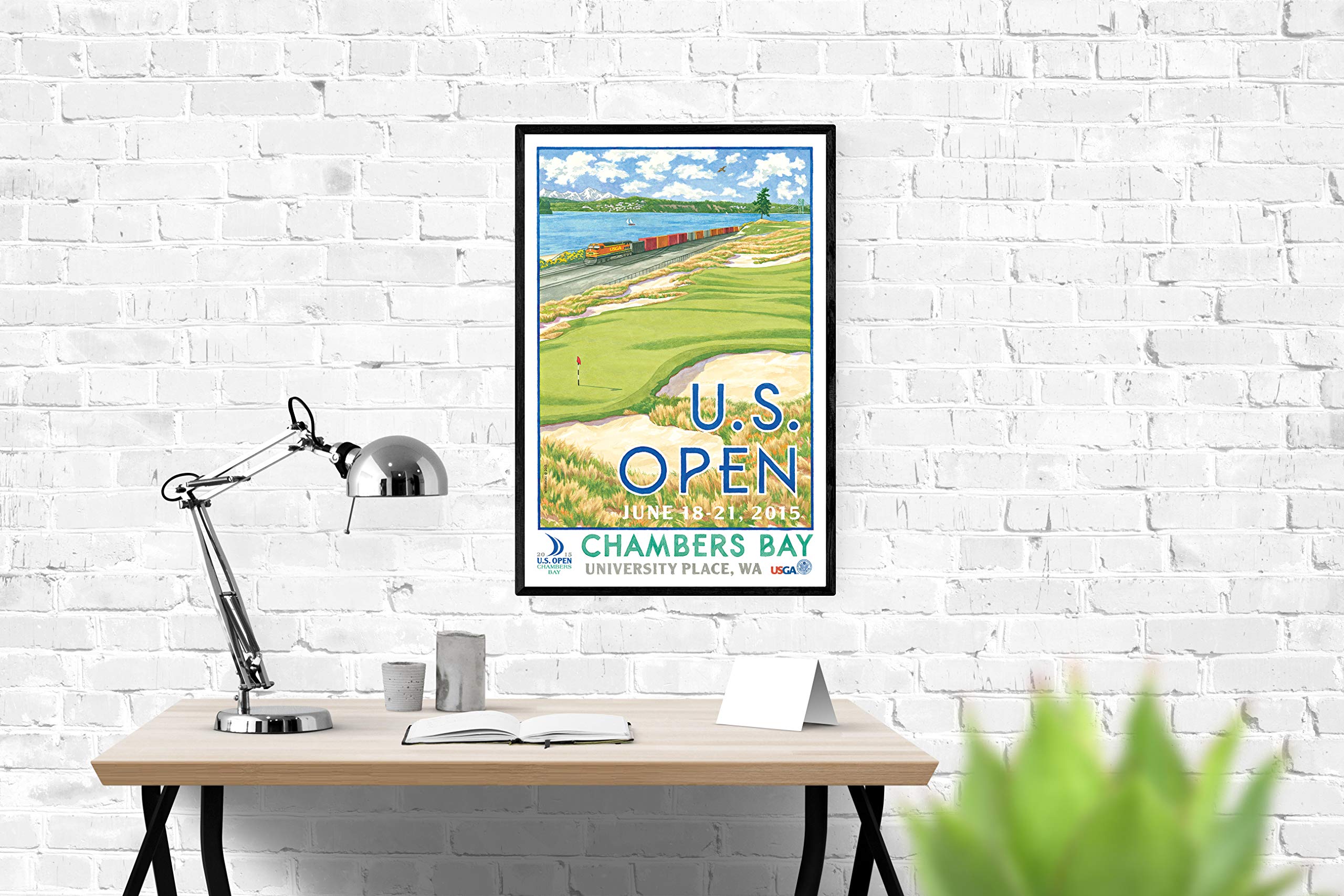 Lee Wybranski Official Golf Art Print - 2015 U.S. Open Championship at Chambers Bay - 20x30 Inch Wrapped Canvas - Perfect Golf Gift for Men, Office Decor & Man Cave Wall Art