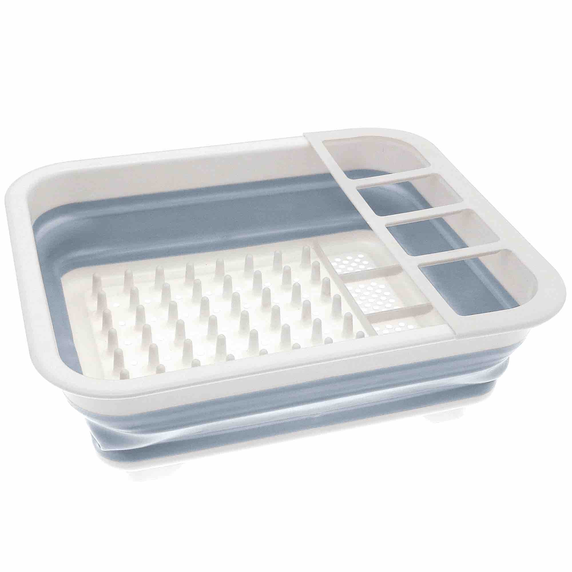 Foldable Collapsible Dish Drainer with Drying Rack - Space Saving Kitchen Organizer for Sink Countertop - Perfect for Small Apartments, RVs & Camping