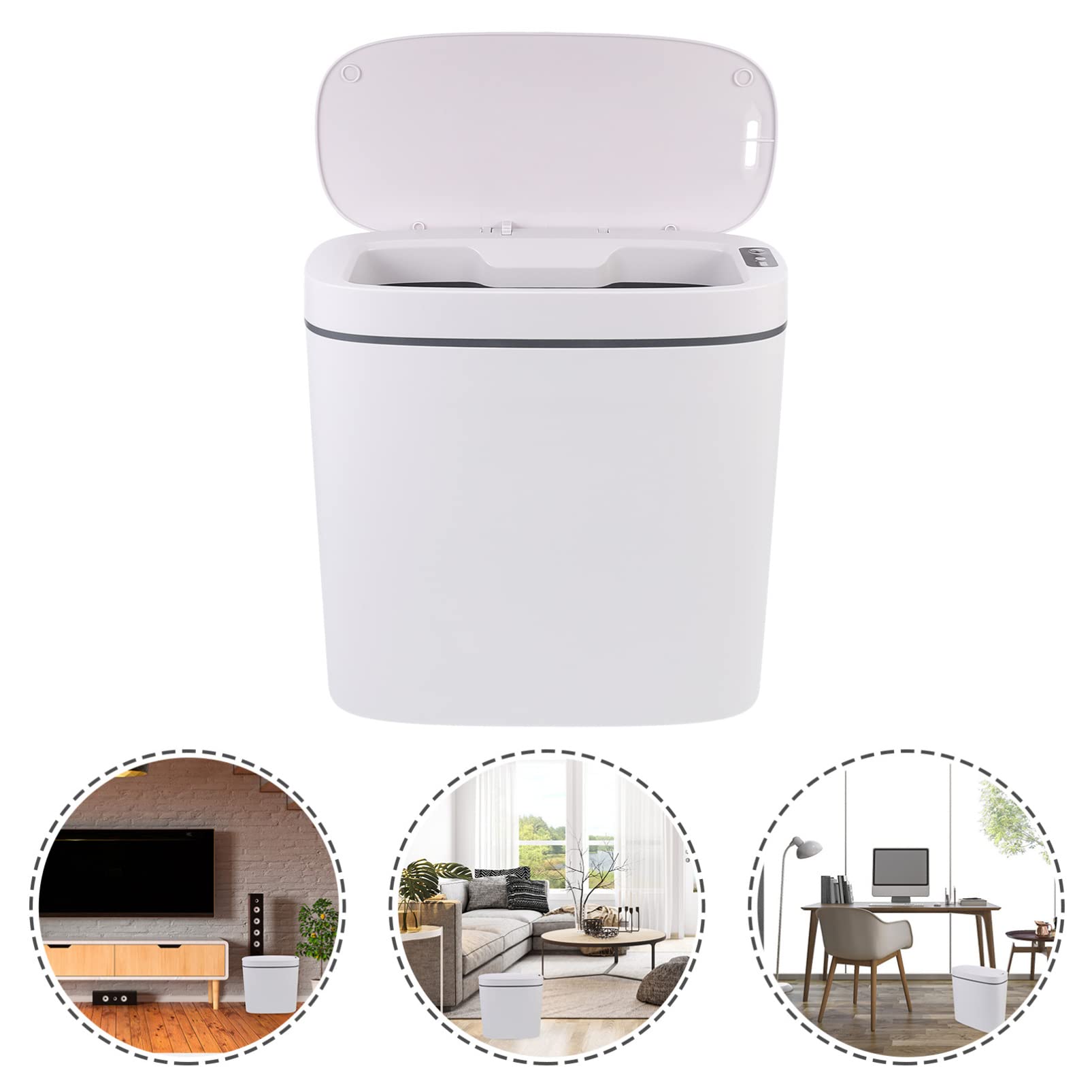 VORCOOL Automatic Motion Sensor Trash Can - 14L Touchless Rectangular Kitchen Garbage Bin with Lid, Plastic Waste Basket for Bathroom, Bedroom, Office & Home Kitchen | Hands-Free, Hygienic & Convenient Disposal