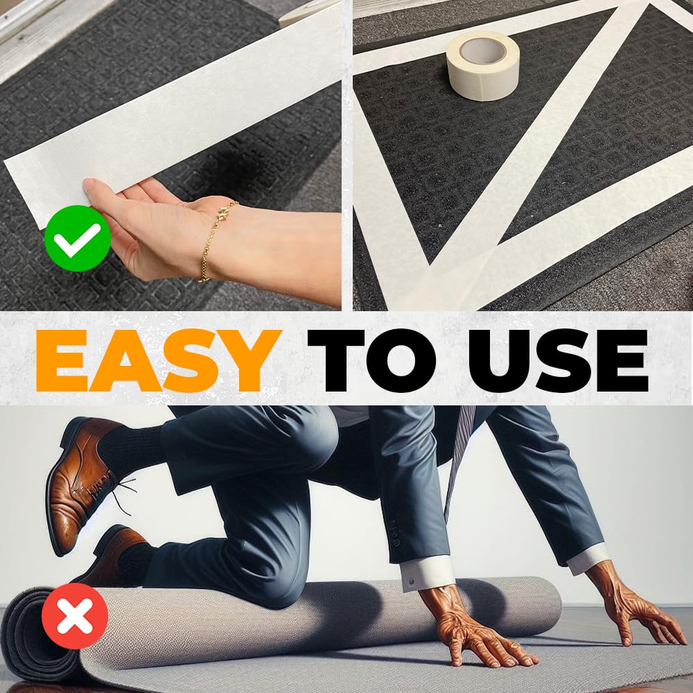 WOD DCPT43T Double Sided Carpet Tape - 12 inch x 33 Yards Heavy Duty Rug Gripper for Hardwood Floors, Securing Area Rugs & Carpets - Perfect for Home Decor, Arts & Crafts Projects - Great for Living Rooms, Bedrooms & DIY Projects