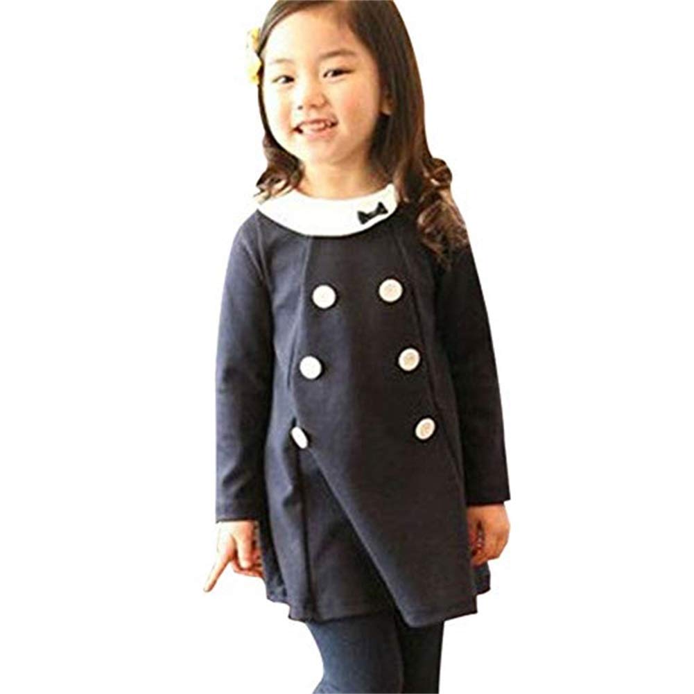 Stylish Preppy Cotton Long Sleeve Pullover Coat Dress for Girls | Perfect for School, Parties & Winter Outfits | Comfortable & Fashionable Kids Clothing