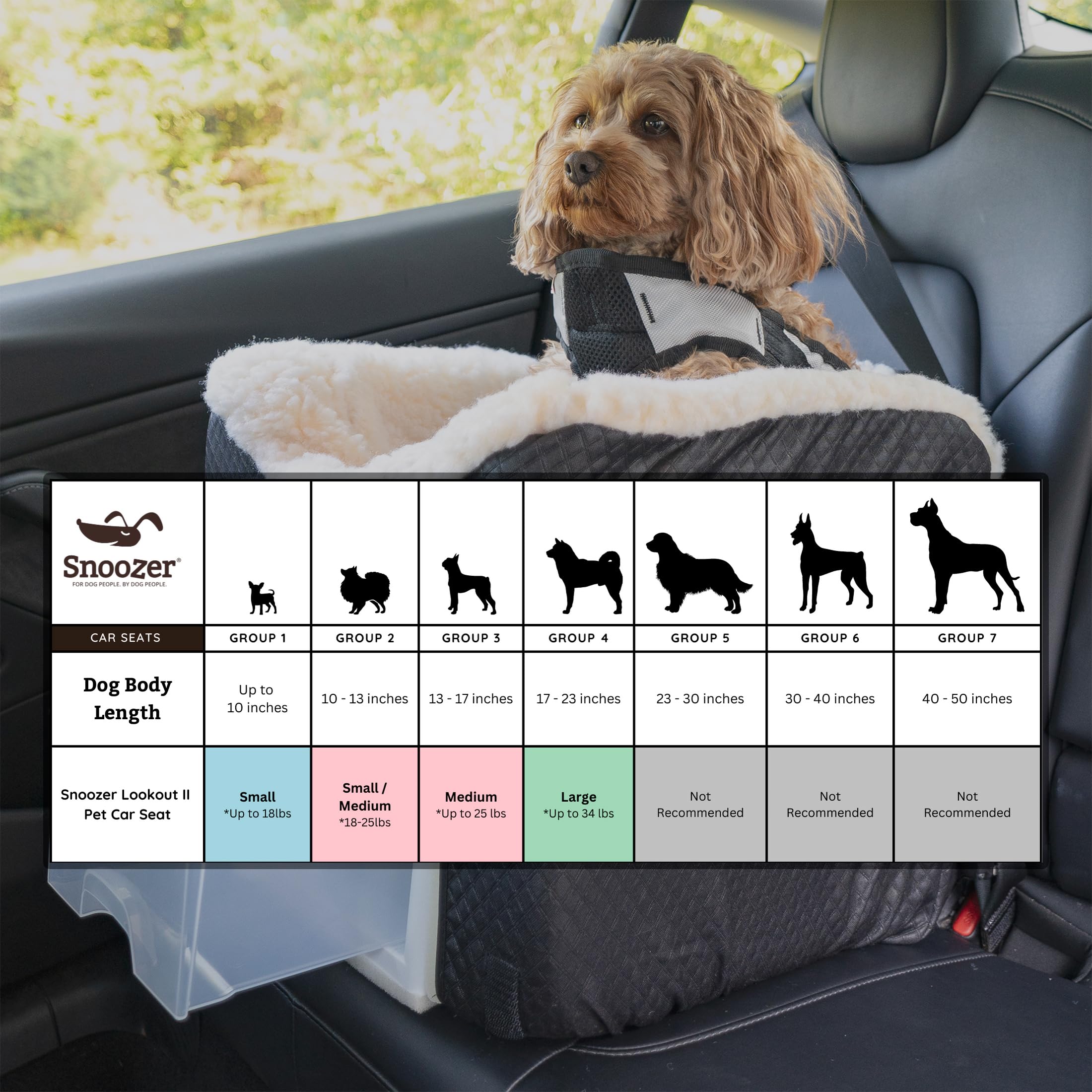 Snoozer Lookout II Dog Car Seat for Small Dogs Under 25lbs - Washable Dark Chocolate Cover with Storage Tray & Safety Harness | Pet Travel Accessory to Prevent Car Sickness | Perfect for Road Trips, Vet Visits & Daily Commutes