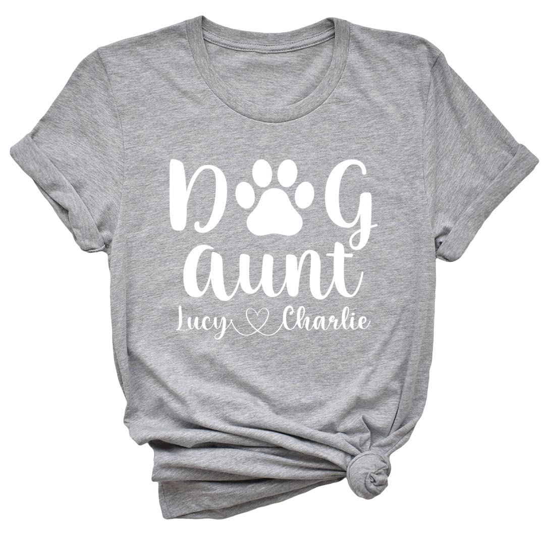 Custom Dog Aunt T-Shirt with Your Dog's Name - Personalized Pet Lover Gift for Dog Owners - Perfect for Birthdays, Holidays & Dog Adoption Celebrations