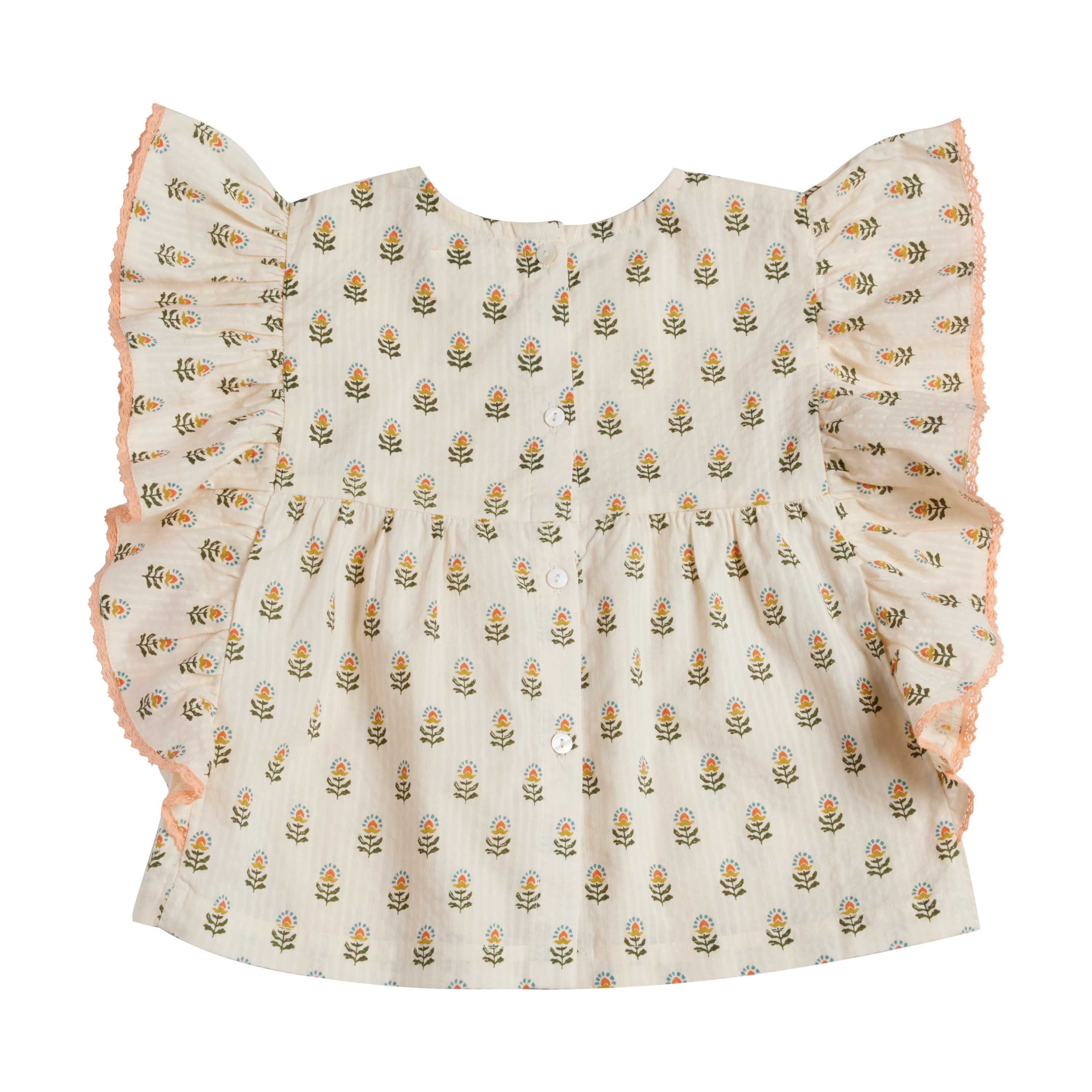 Bonheur du Jour Paris Eulalie Girl Blouse Rosee - Elegant French Floral Blouse for Girls | Perfect for School, Parties & Special Occasions