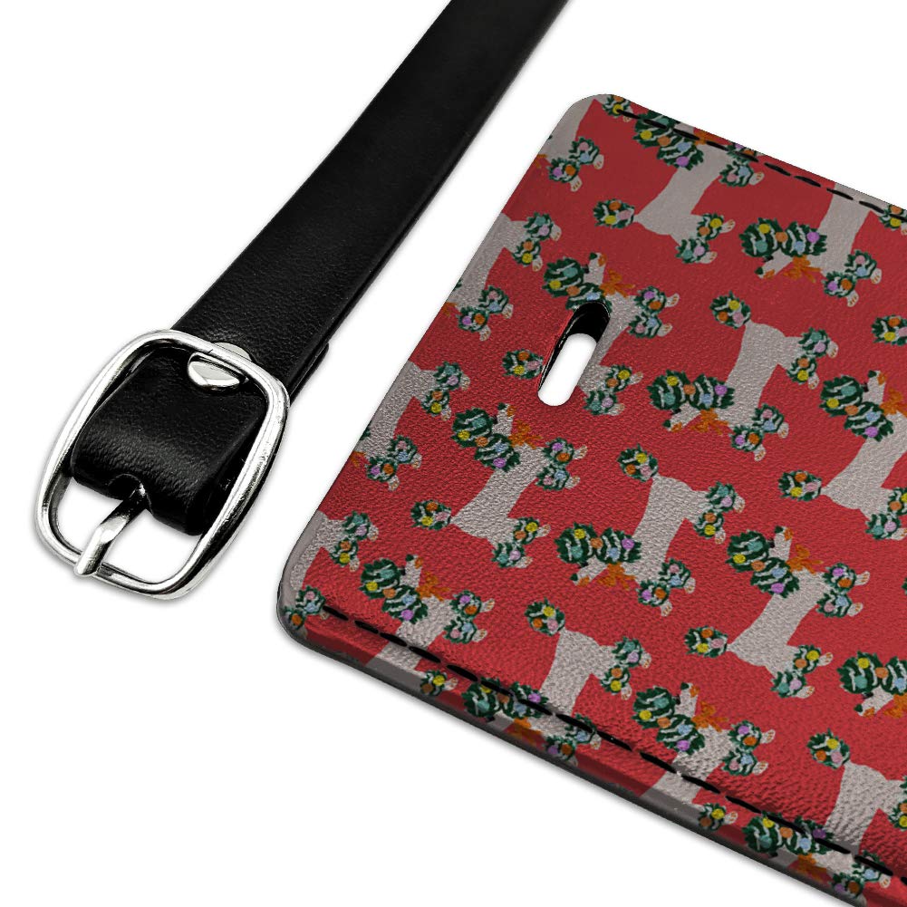 Christmas Poodles Rectangle Leather Luggage Tag - Personalized Suitcase ID Tag for Carry-On Bags - Perfect for Holiday Travel & Gift Giving