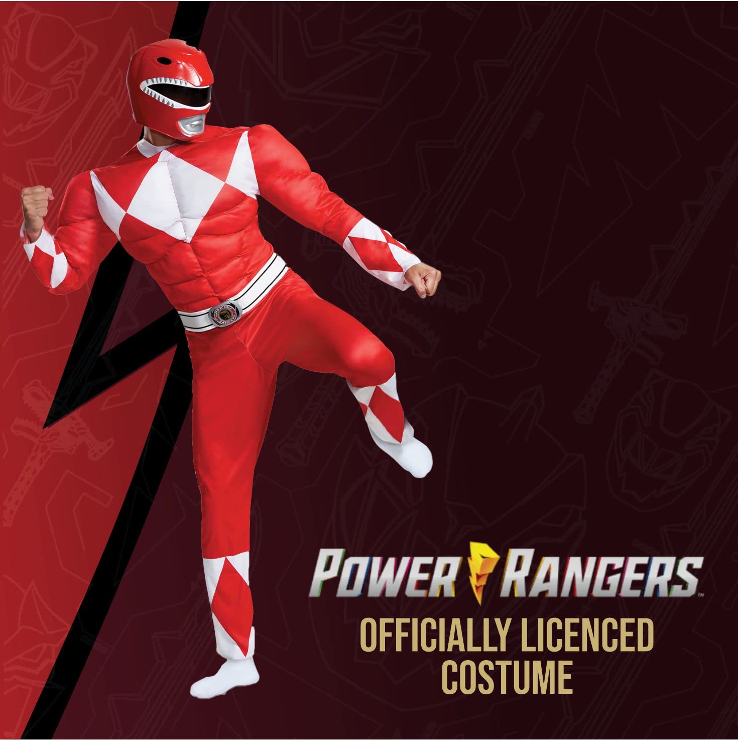 Red Ranger Classic Muscle Adult Costume for Men - Premium Superhero Halloween Cosplay Outfit | Perfect for Halloween Parties, Comic Con & Cosplay Events