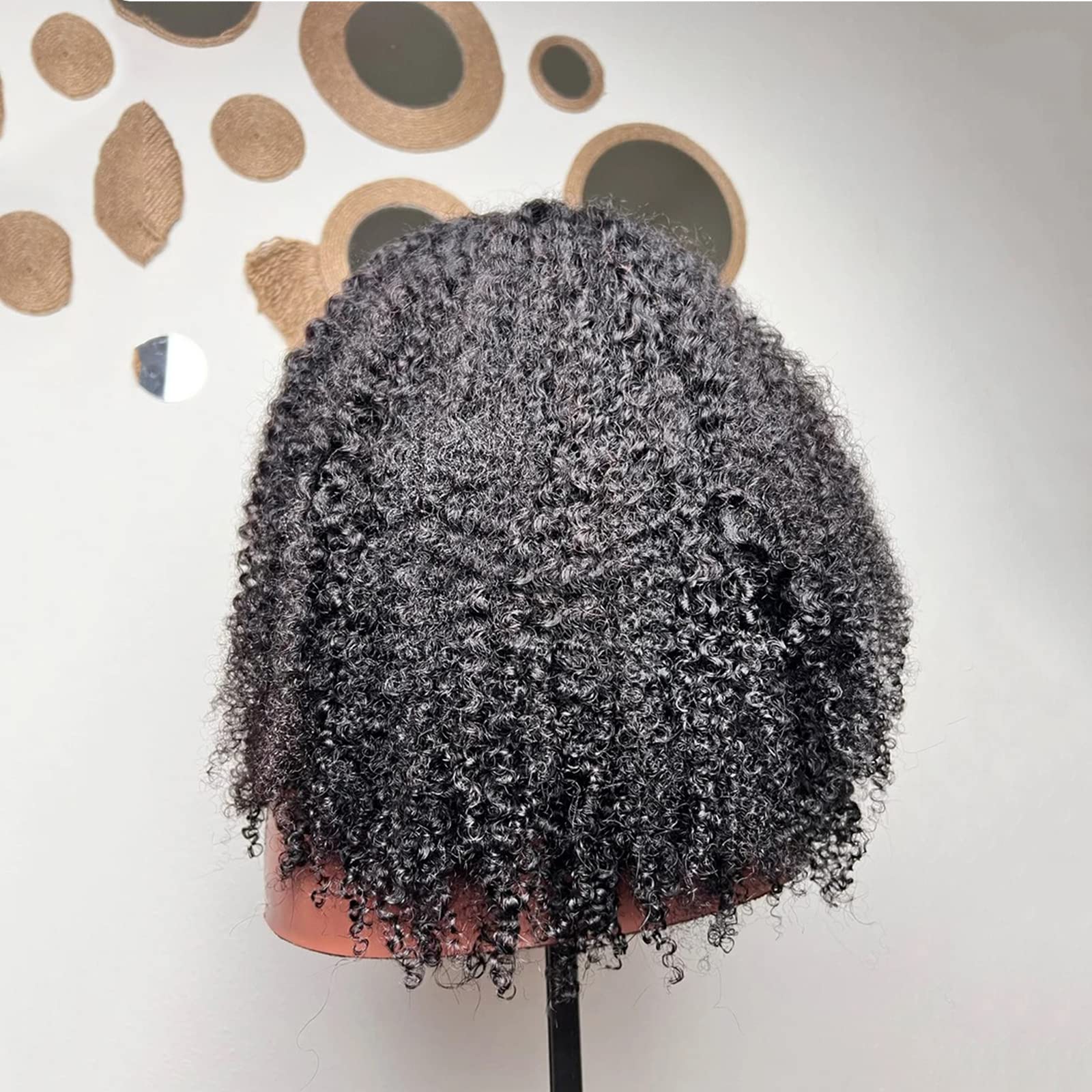 200% Density Afro Kinky Curly Human Hair Wig with Bangs - Brazilian Remy Hair - Machine Made Scalp Top - Natural Color Short Curly Wigs (14 inch) for Black Women, Cosplay, Daily Wear & Special Occasions