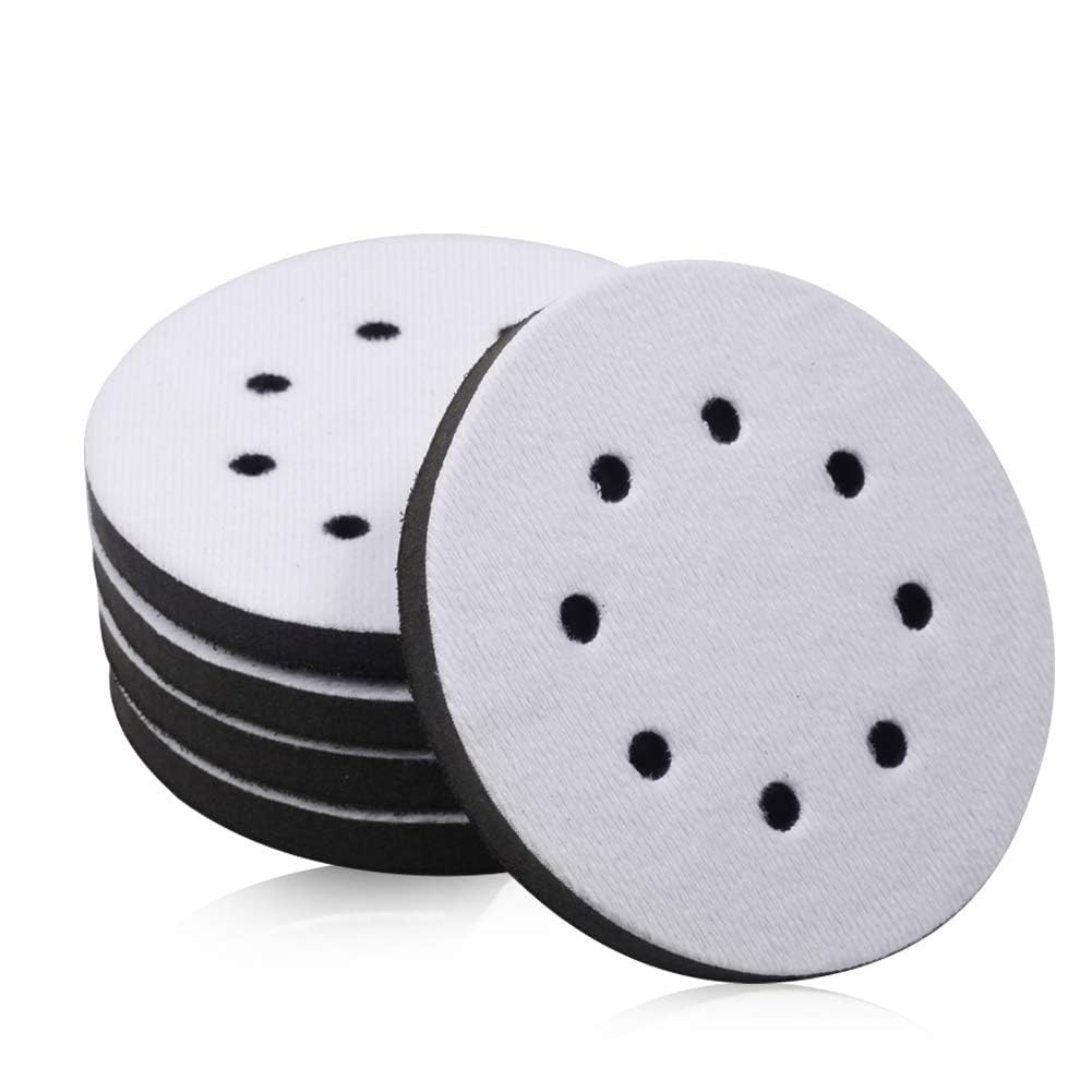 SPEEDWOX 5 Inch 8-Hole Hook and Loop Sanding Discs - 5 Pack Soft Foam Buffering Pads for Drill, Grinder & Rotary Tools | Smooth Finishing on Wood, Metal & Auto Body Surfaces