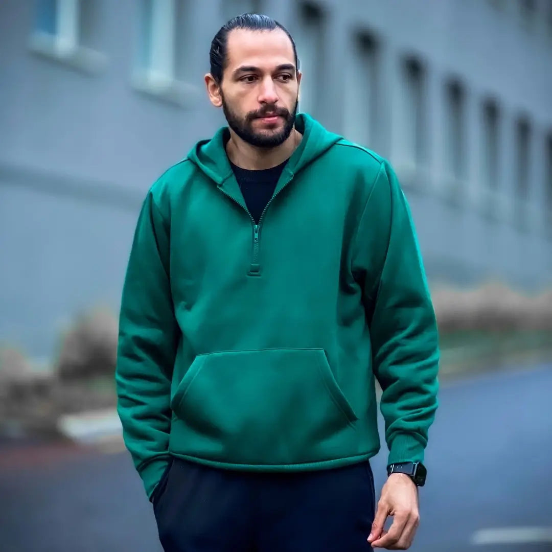 Men's Oversized Quarter Zip Hoodie Sweatshirt - Comfortable Pullover for Casual Wear, Gym & Outdoor Activities