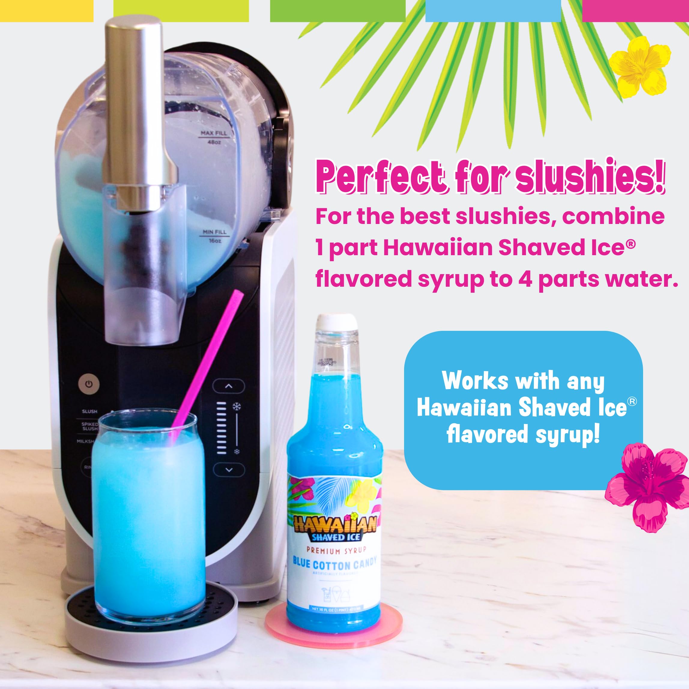 Premium Hawaiian Shaved Ice Syrup 3-Pack (Cherry, Grape, Blue Raspberry) - No Refrigeration Needed, Allergy-Friendly - Perfect for Slushies, Italian Sodas, Seltzers, Popsicles & Summer Treats