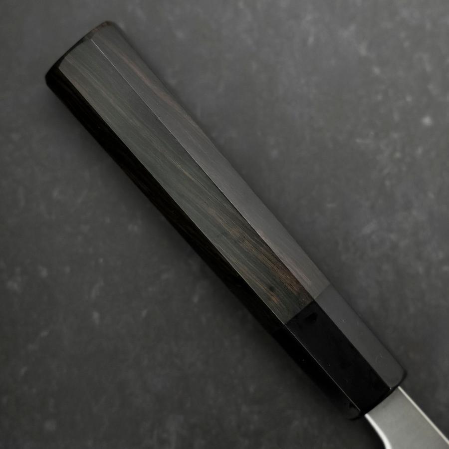 Premium Santoku Knife 165mm - Blue Super Polished Steel with Buffalo Ebony Handle - Japanese Kitchen Knife for Professional Chefs & Home Cooking - Perfect for Slicing, Dicing & Chopping Vegetables, Meat & Fish