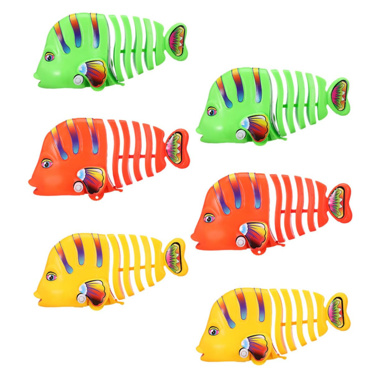 LALADEFIEE 6pcs Wind-Up Swimming Robot Fish - Cartoon Bath Toys for Kids, Fun Pool & Bathtime Play, Plastic Clockwork Floating Toy for Toddlers & Pets