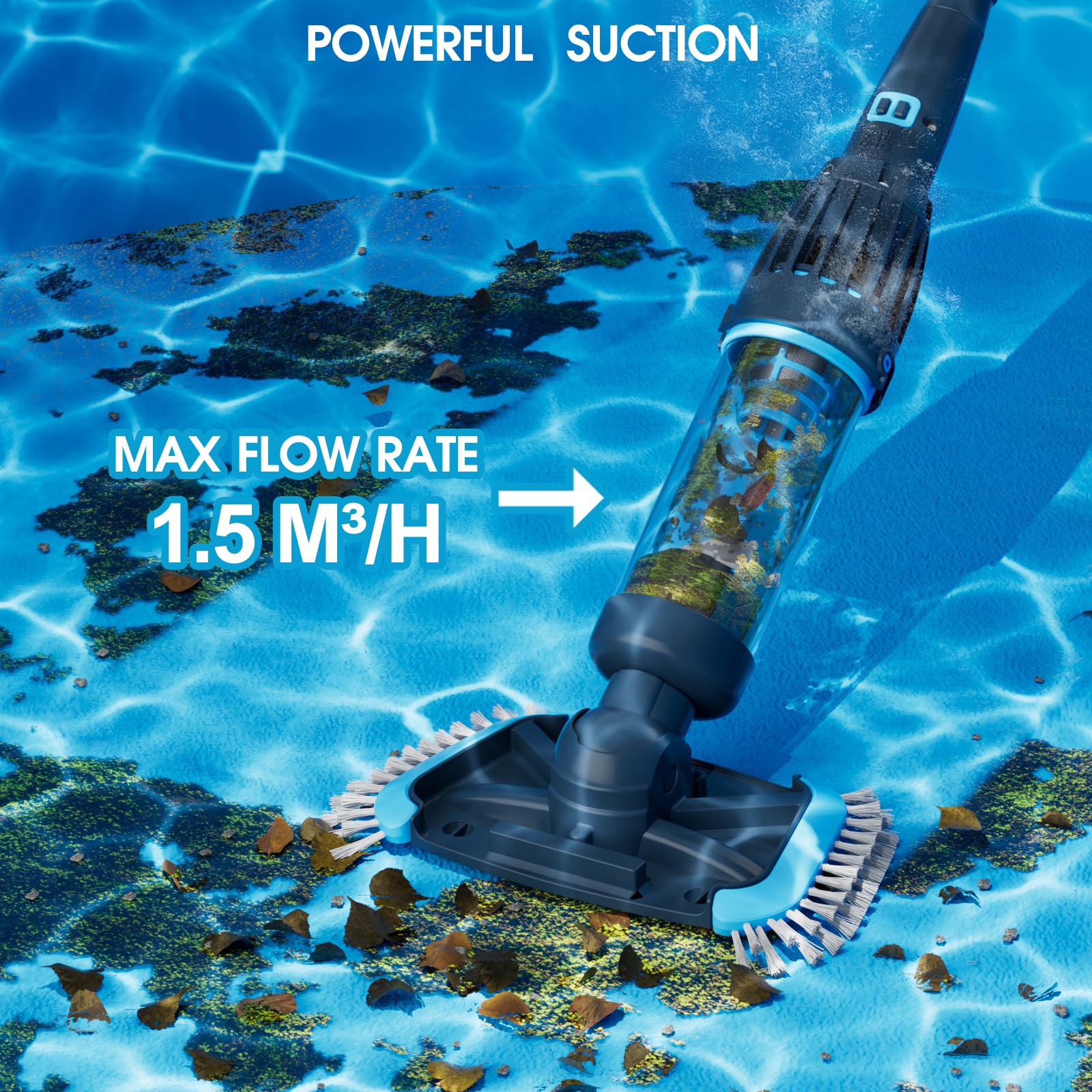 2025 Upgraded Large Capacity Rechargeable Cordless Above Ground Pool Cleaner - Portable Handheld Vacuum with Magnetic Drive Design & Powerful Suction for Pools, Hot Tubs, Spas - Perfect for Quick Cleaning, Maintenance & Crystal Clear Water All Season