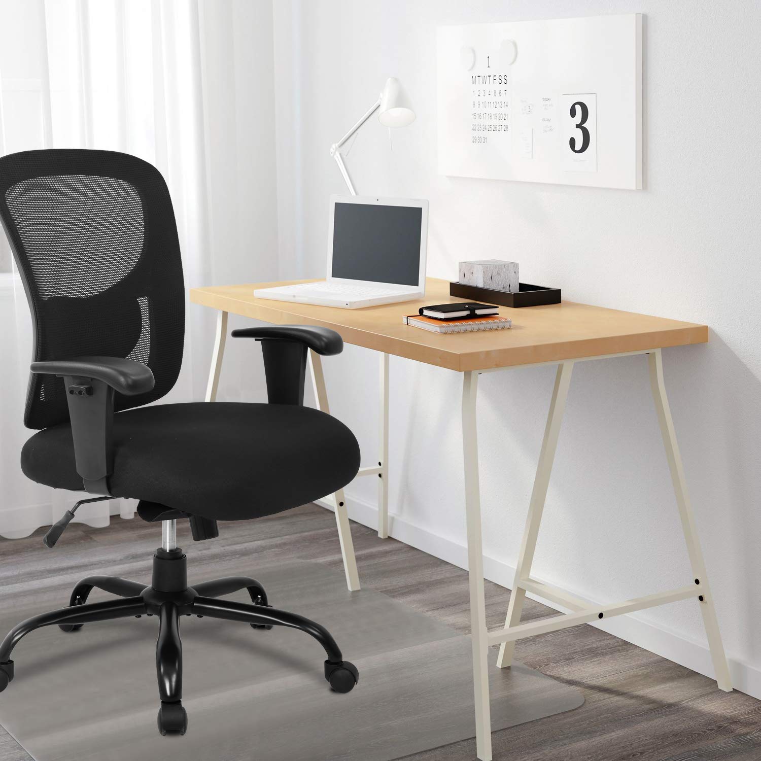 BestOffice Big and Tall Office Chair - 500lbs Capacity Ergonomic Mesh Computer Chair with Lumbar Support, Wide Seat & High Back - Executive Desk Chair for Home Office (Black) - Perfect for Long Work Hours, Gaming, and Remote Work
