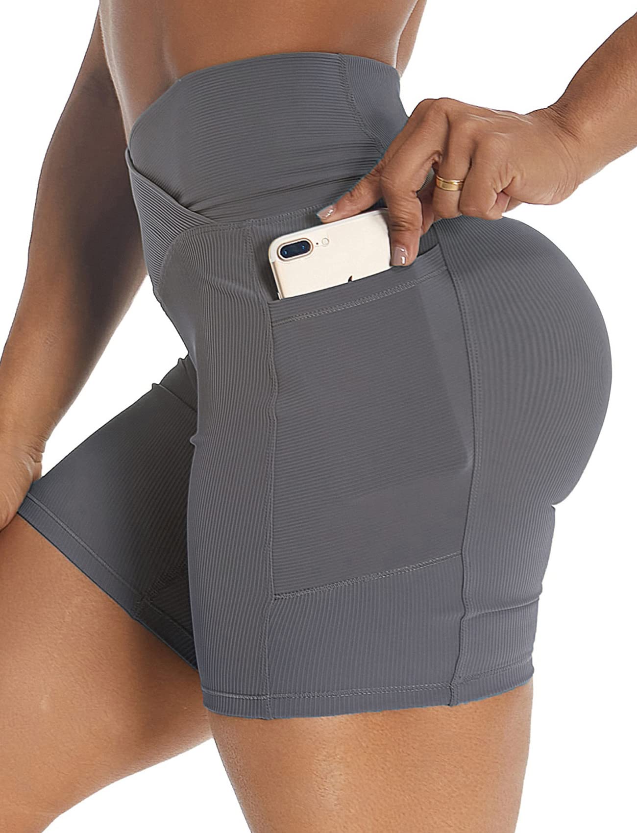 NIOENPT High Waist Yoga Shorts for Women - Tummy Control Workout Shorts with Deep Pockets - Perfect for Yoga, Running, Gym & Fitness Training