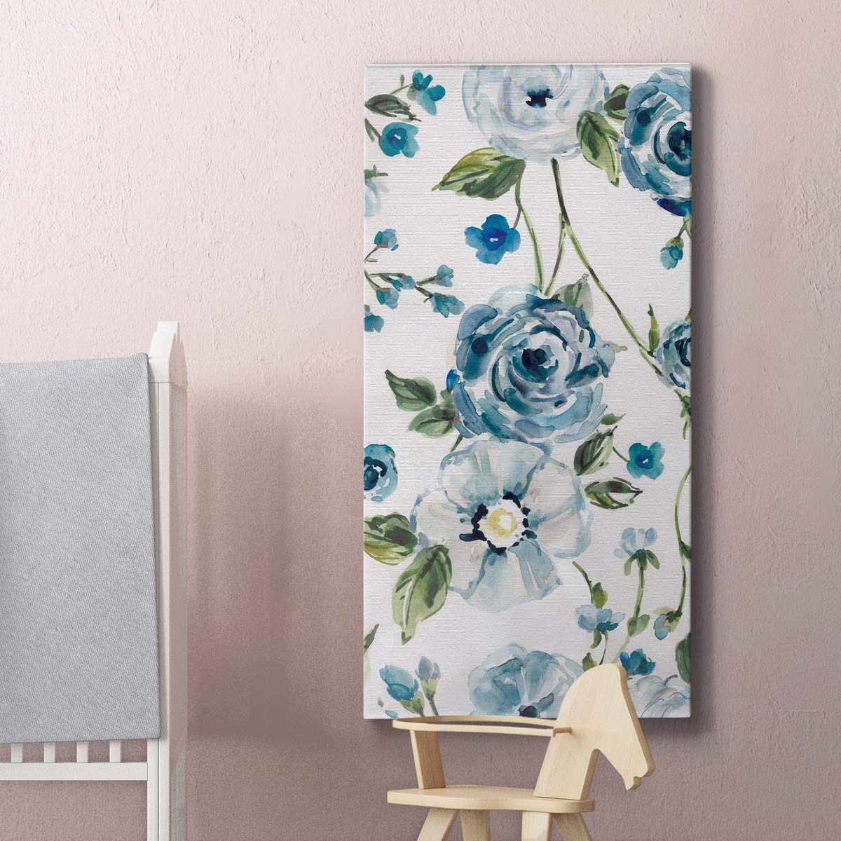 Abstract Blue and White Floral Canvas Wall Art - 8x16 Inch Modern Flower Painting for Bedroom, Living Room, Dining Room, Office & Kitchen Decor | Perfect for Home Wall Decoration & Interior Design