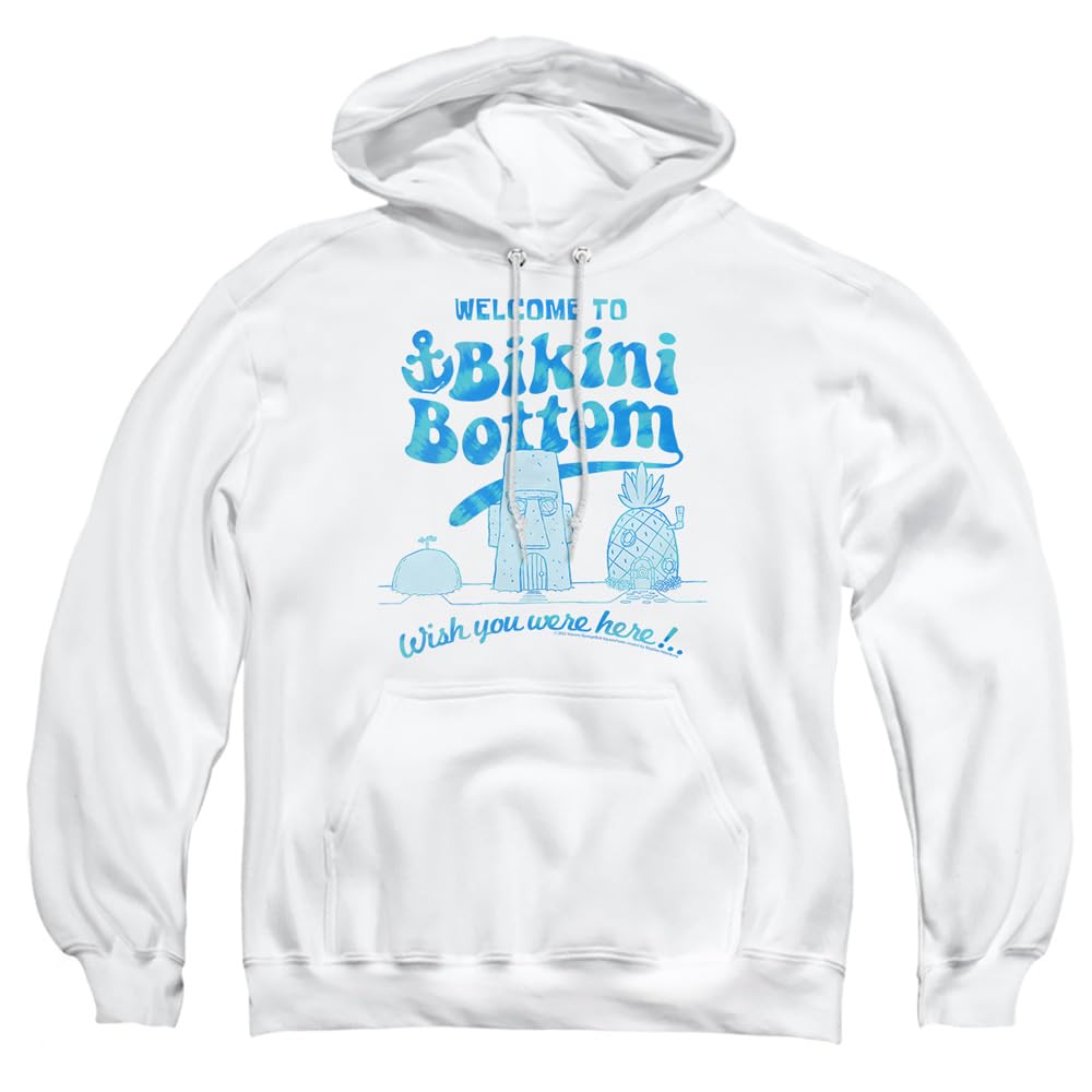 Popfunk Classic SpongeBob Bikini Bottom Welcome Unisex Adult Pullover Hoodie | Cartoon Character Sweatshirt for Men & Women | Perfect for Cosplay, Gift Giving & Casual Wear