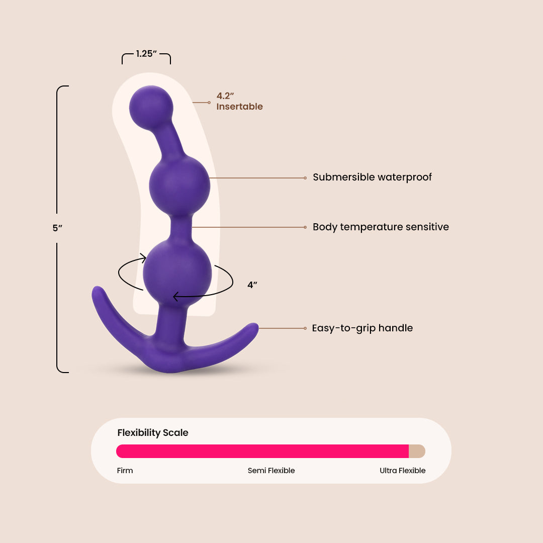 Booty Call Booty Beads - Tapered Silicone Anal Beads for Couples & Solo Play - Perfect for Sensual Massage, Foreplay & Intimate Exploration