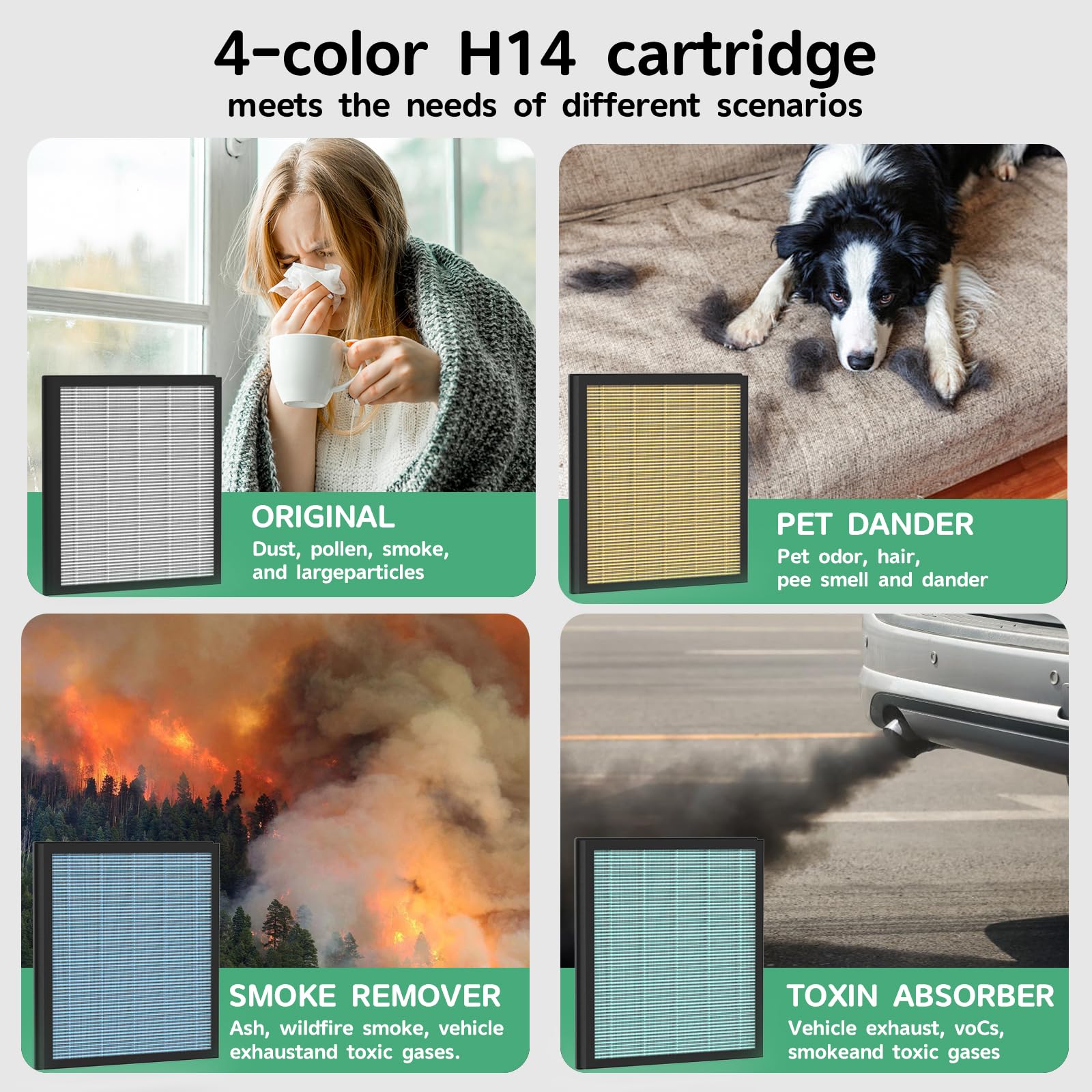 FRESHDEW H14 HEPA Air Filter Replacement 2-Pack for AP304 Air Purifier - High Efficiency Dust, Smoke, Pollen & Pet Dander Removal - Perfect for Bedroom, Office & Nursery Use (Standard PET Filter)