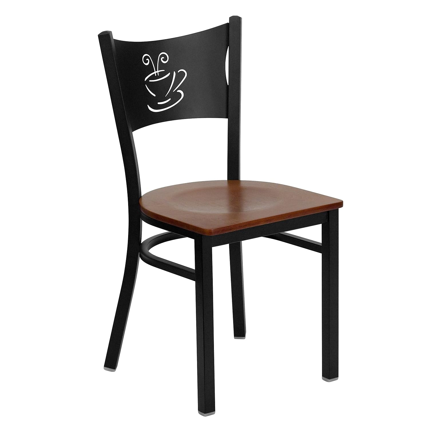 Flash Furniture 2-Pack HERCULES Series Black Metal Restaurant Chairs with Cherry Wood Seats - Heavy Duty Commercial Dining Chairs for Restaurants, Cafes, and Home Kitchens