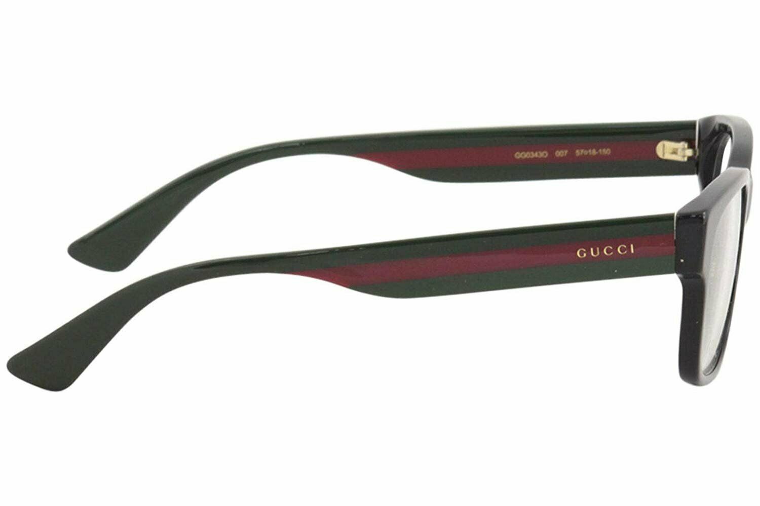 Gucci GG0343O Black Thick Rim Striped Leg Eyeglasses Frames for Women & Men - Stylish Eyewear for Fashion, Work & Everyday Wear