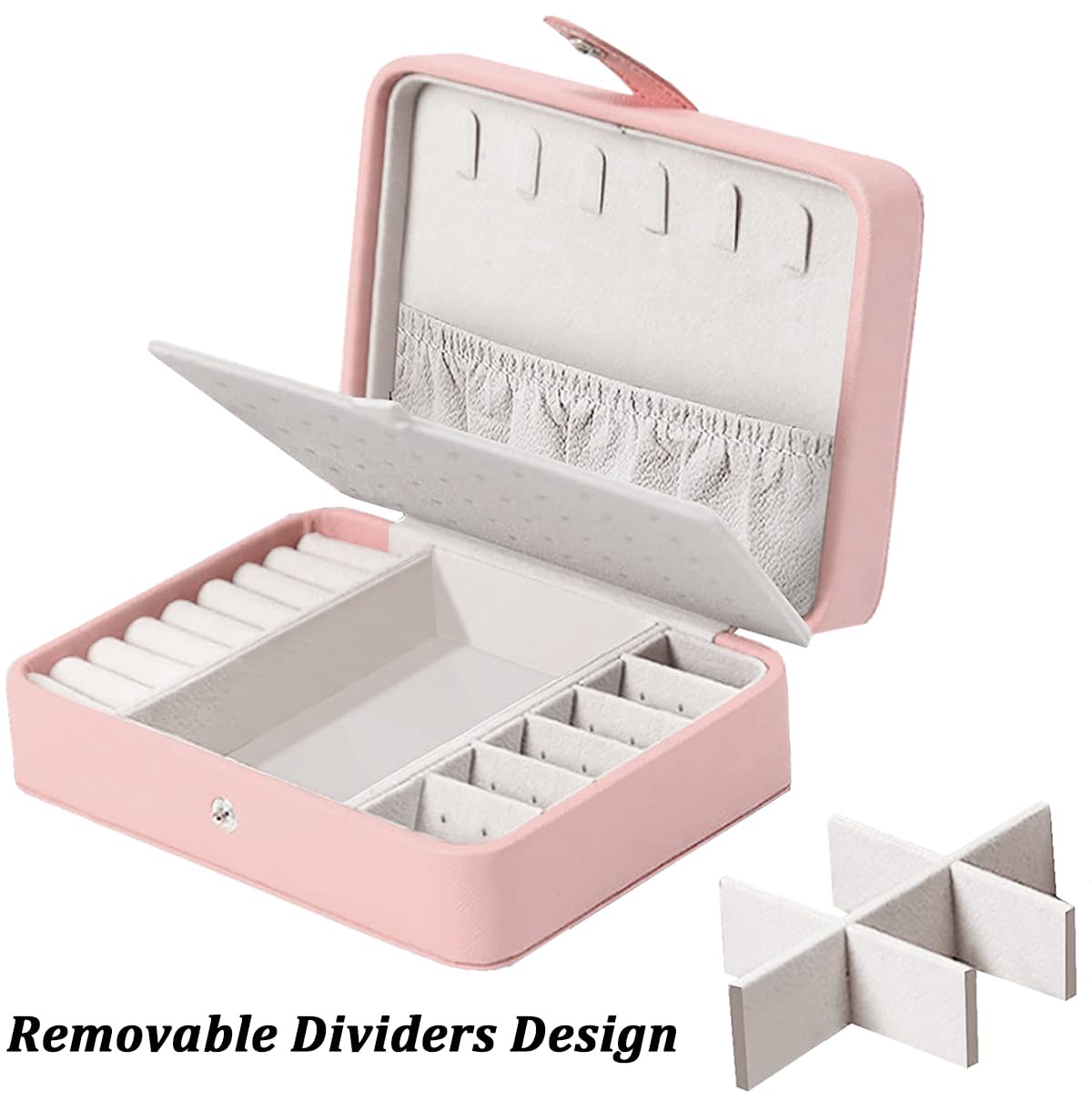 Elegant Pink Travel Jewelry Box for Women & Girls - Small Earring Organizer Holder Case for Earrings, Necklaces & Rings - Perfect for Travel, Gifts & Daily Storage